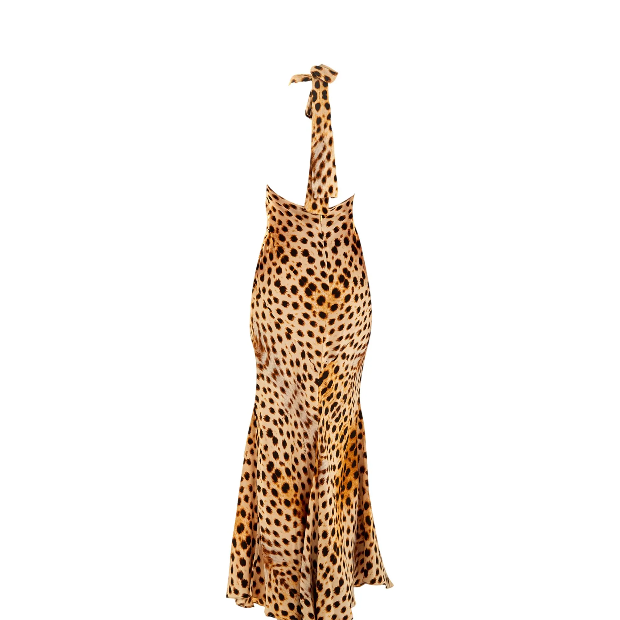 Roberto Cavalli Silk Cheetah Halter Gown - Image 2