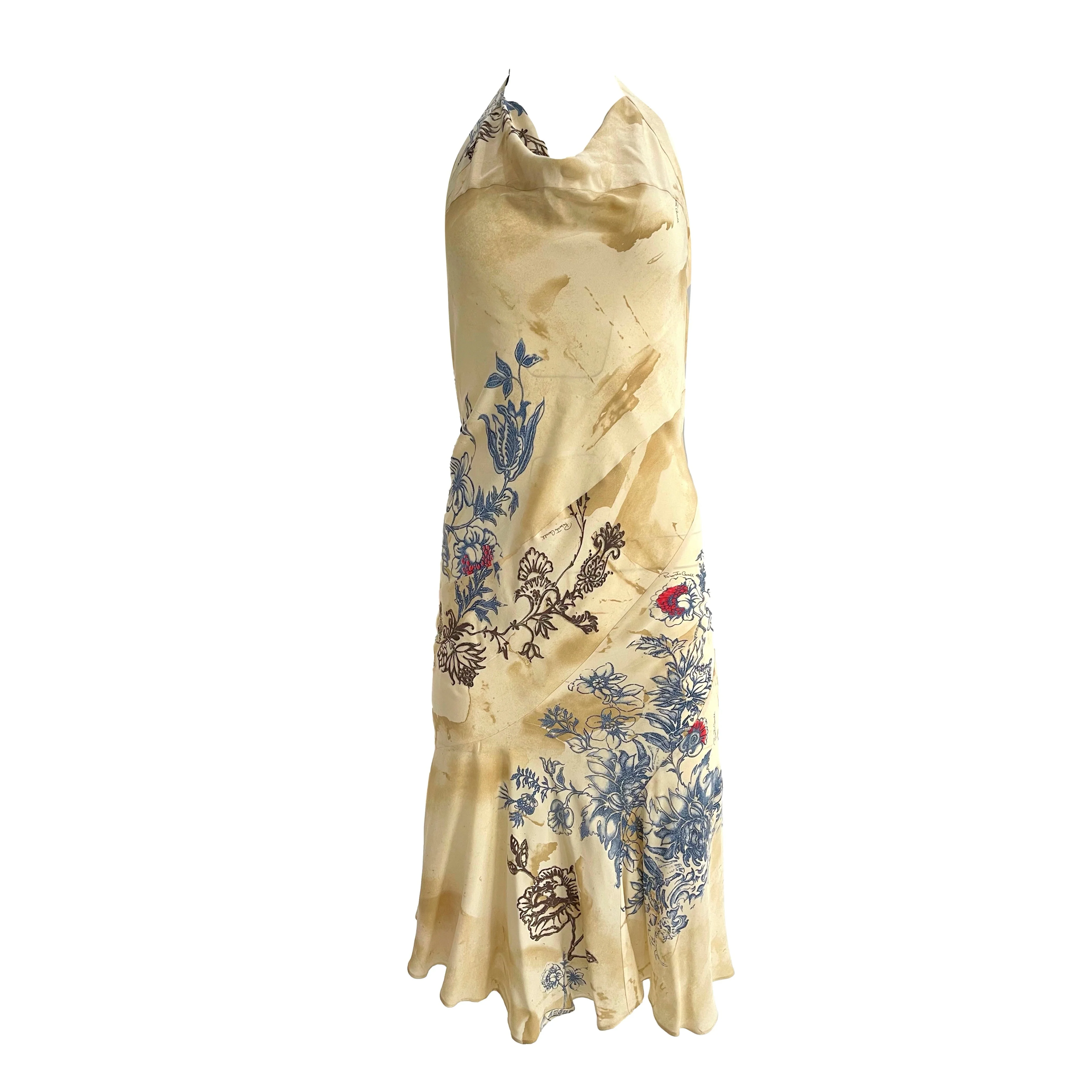 Roberto Cavalli Silk Tattoo Print Dress