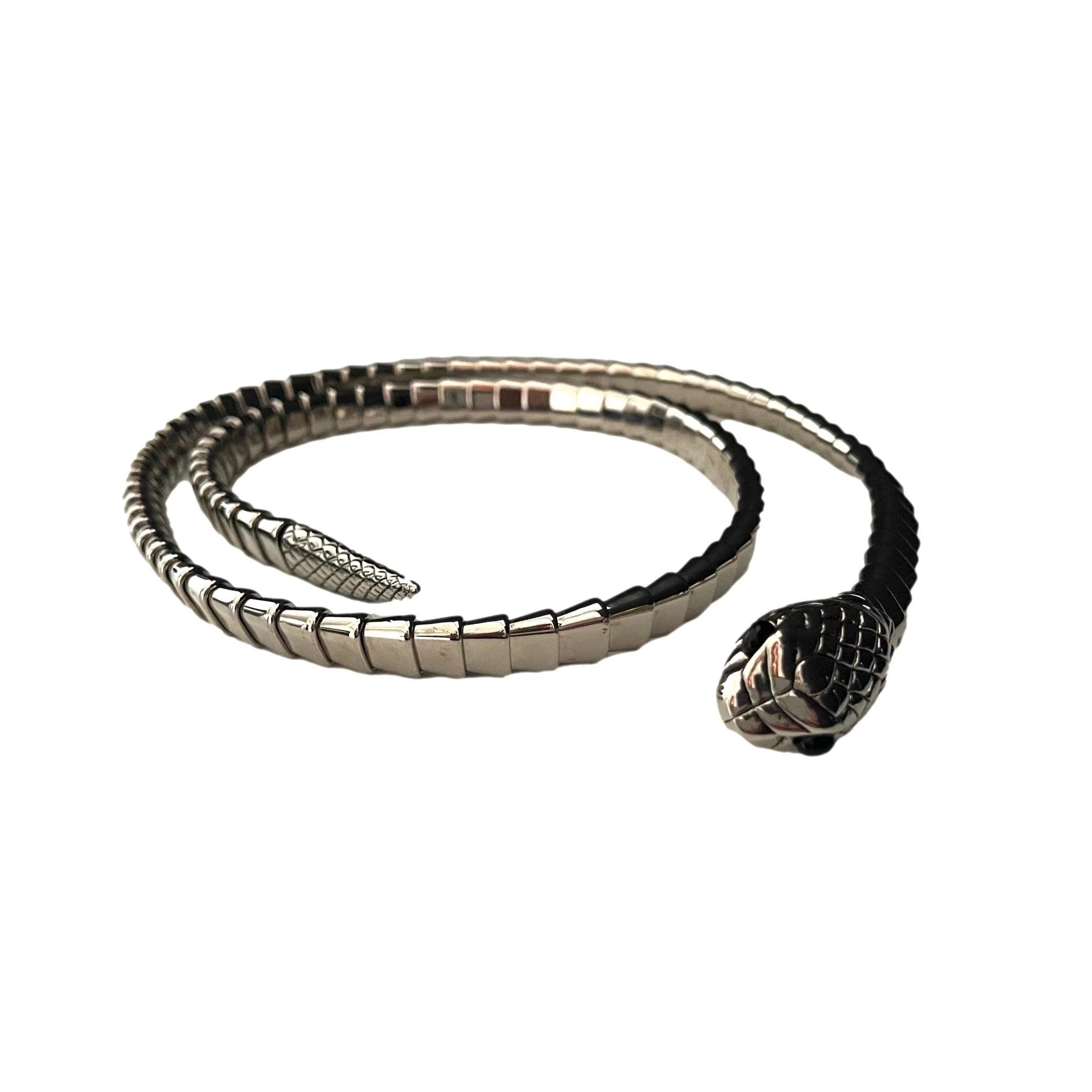 Roberto Cavalli Silver Snake Slinky Belt