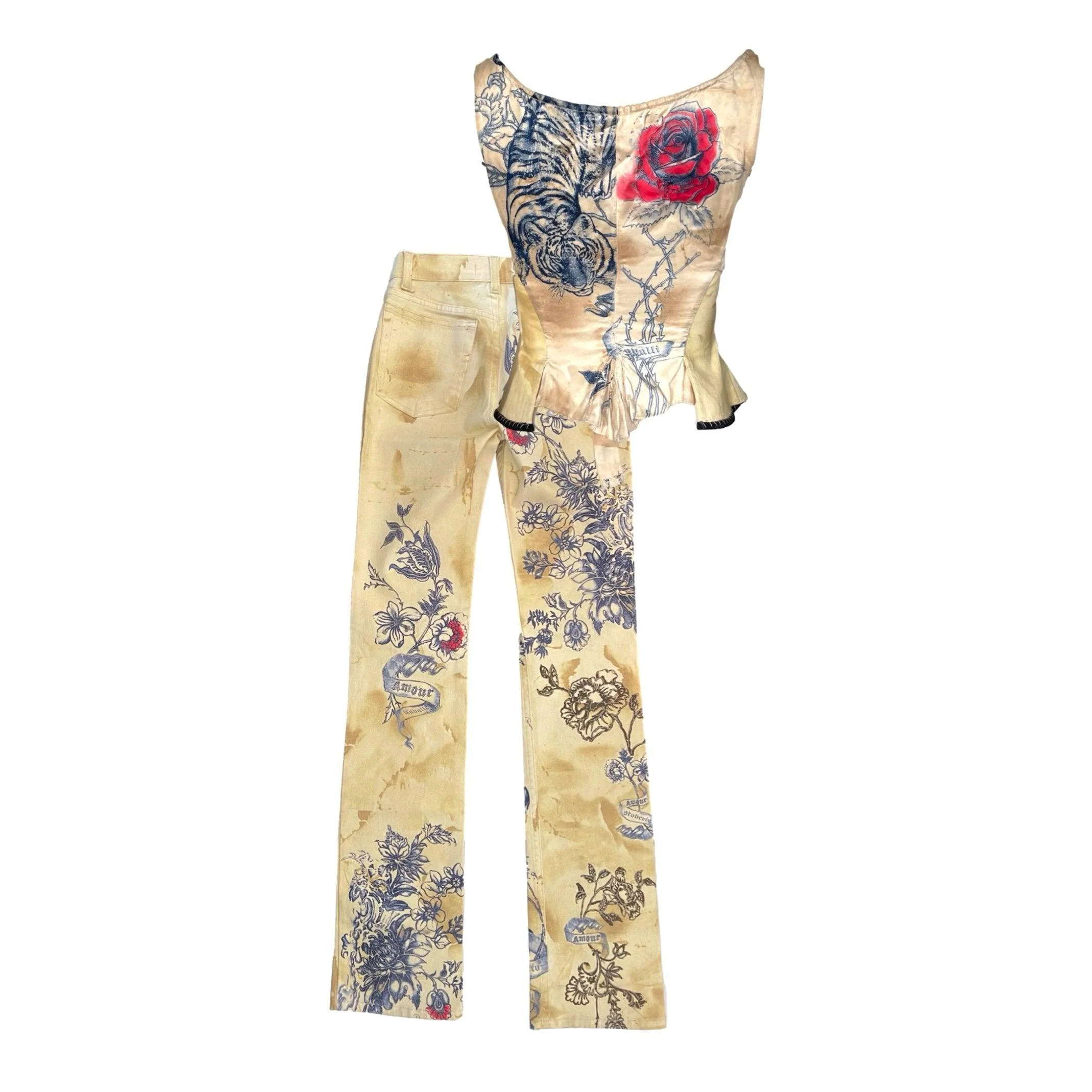 Roberto Cavalli Tattoo Print Corset Set - Image 2
