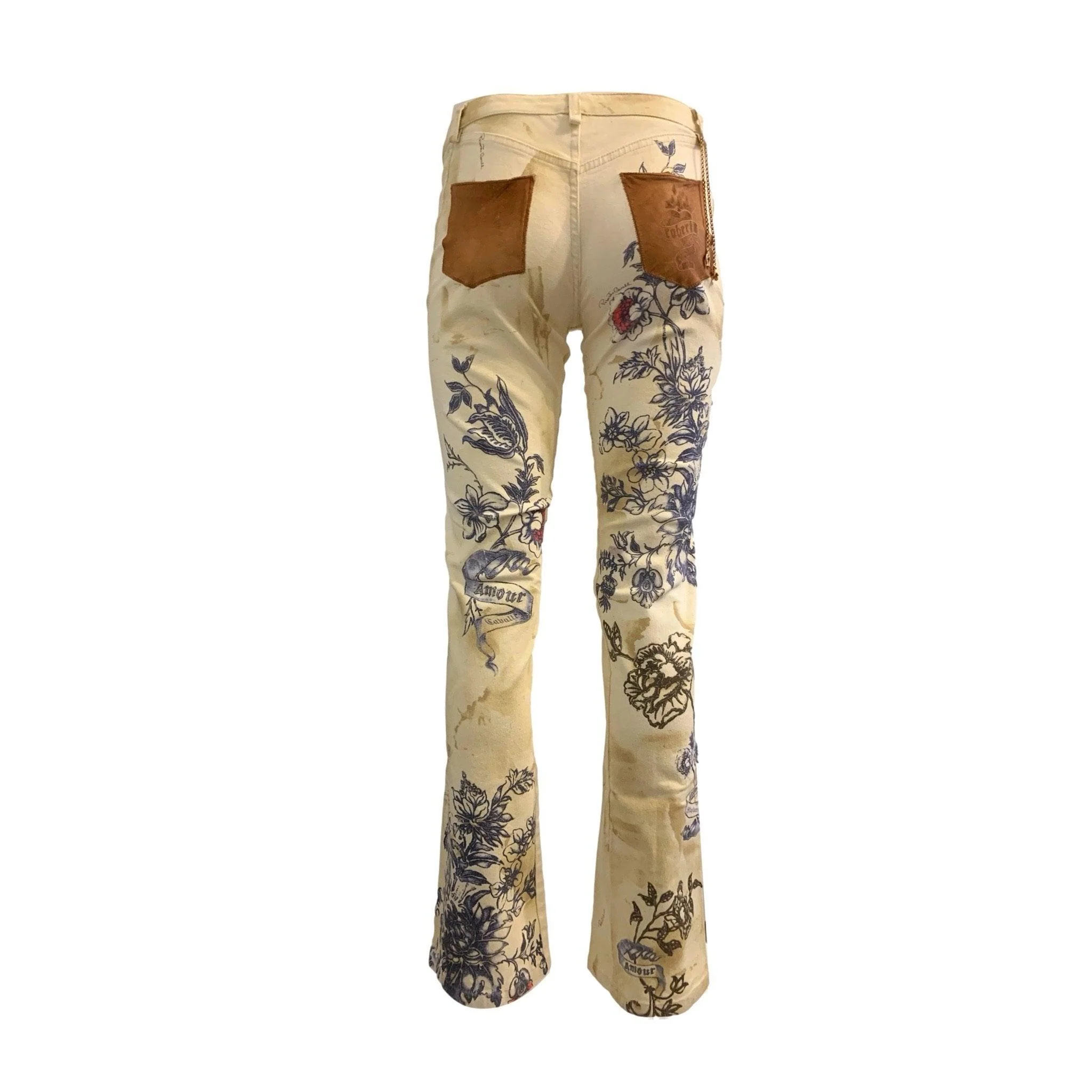 Roberto Cavalli Tattoo Print Denim