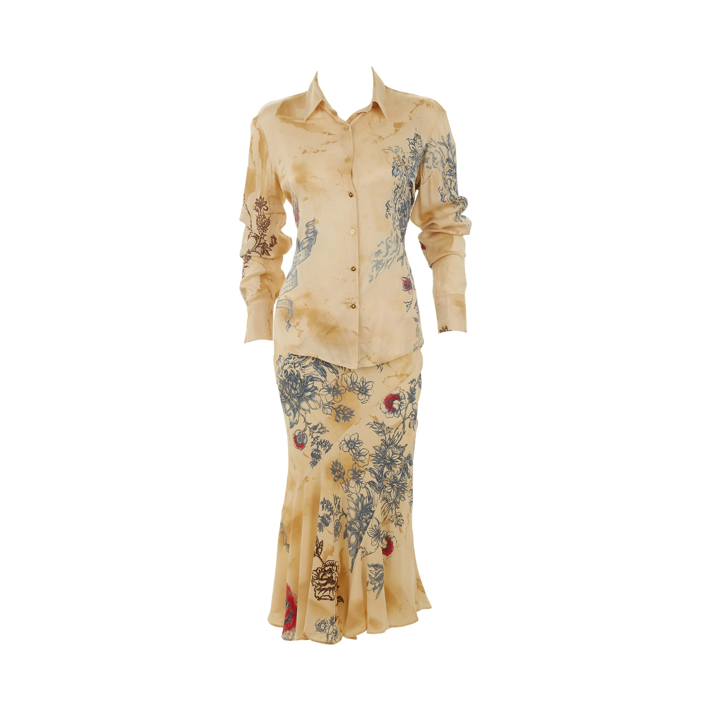 Roberto Cavalli Tattoo Print Skirt Set - Image 2