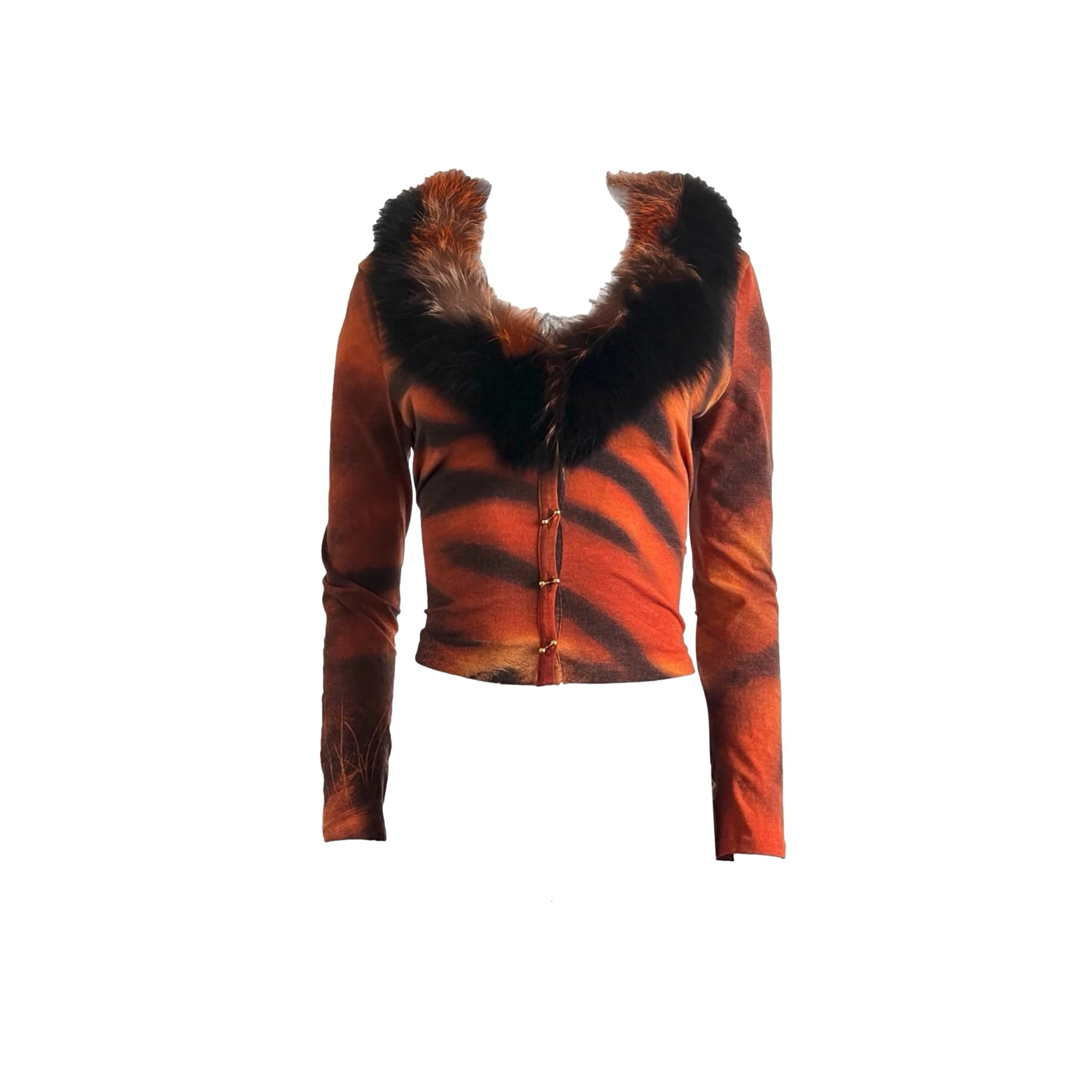 Roberto Cavalli Tiger Print Fur Top - Image 2