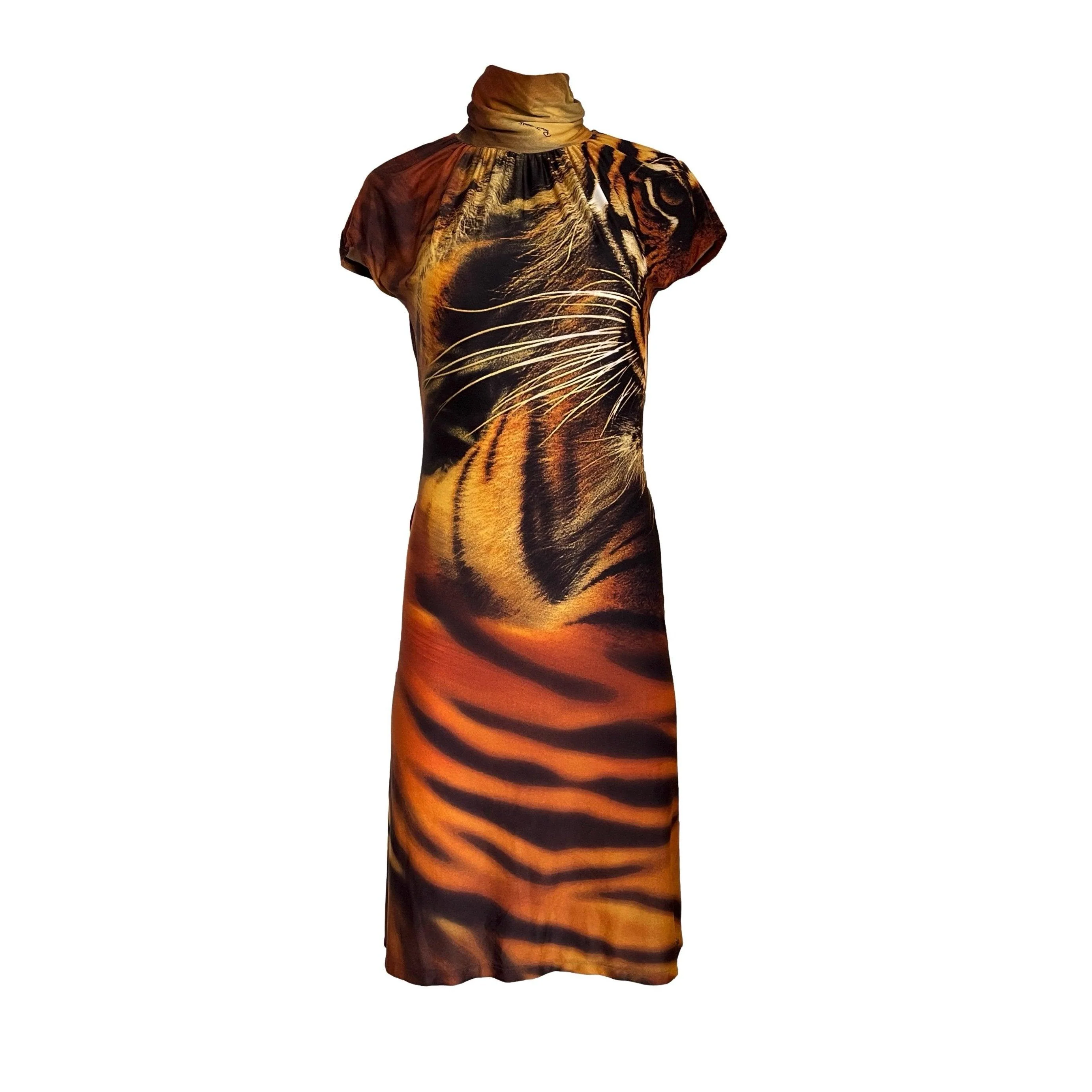 Roberto Cavalli Tiger Turtleneck Dress