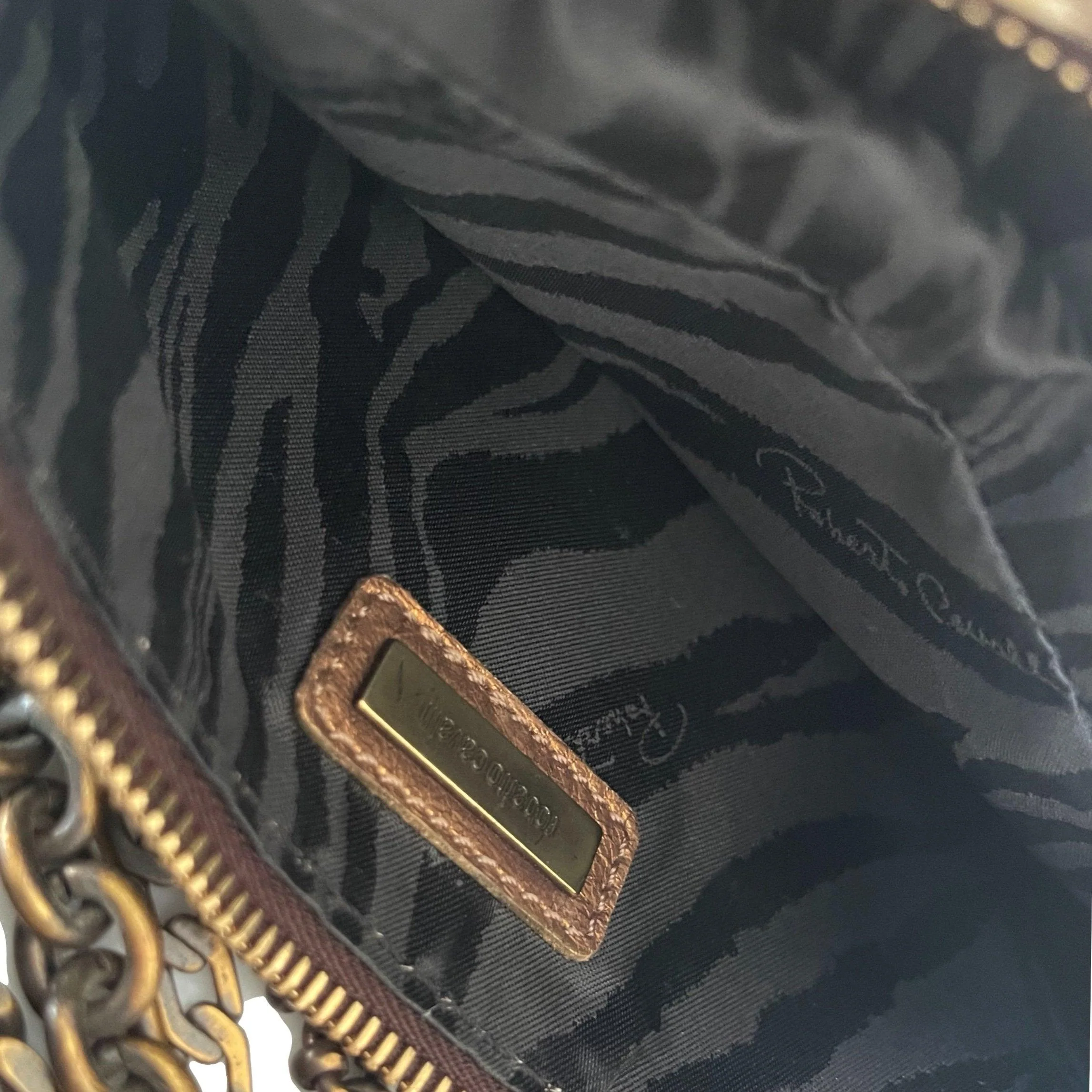 Roberto Cavalli Zebra Print Chain Bag - Image 4