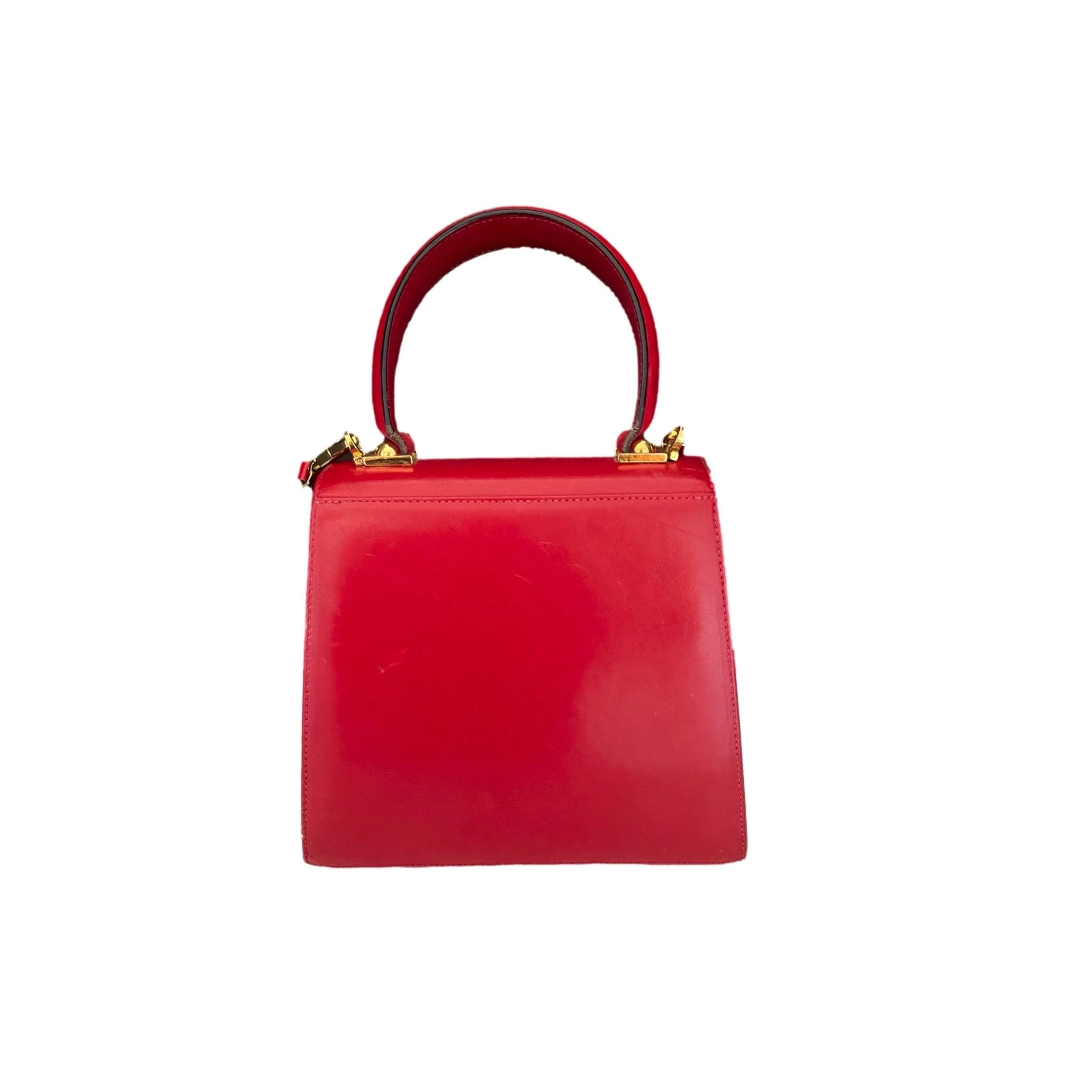 Salvatore Ferragamo Red Structured Top Handle Bag - Image 2
