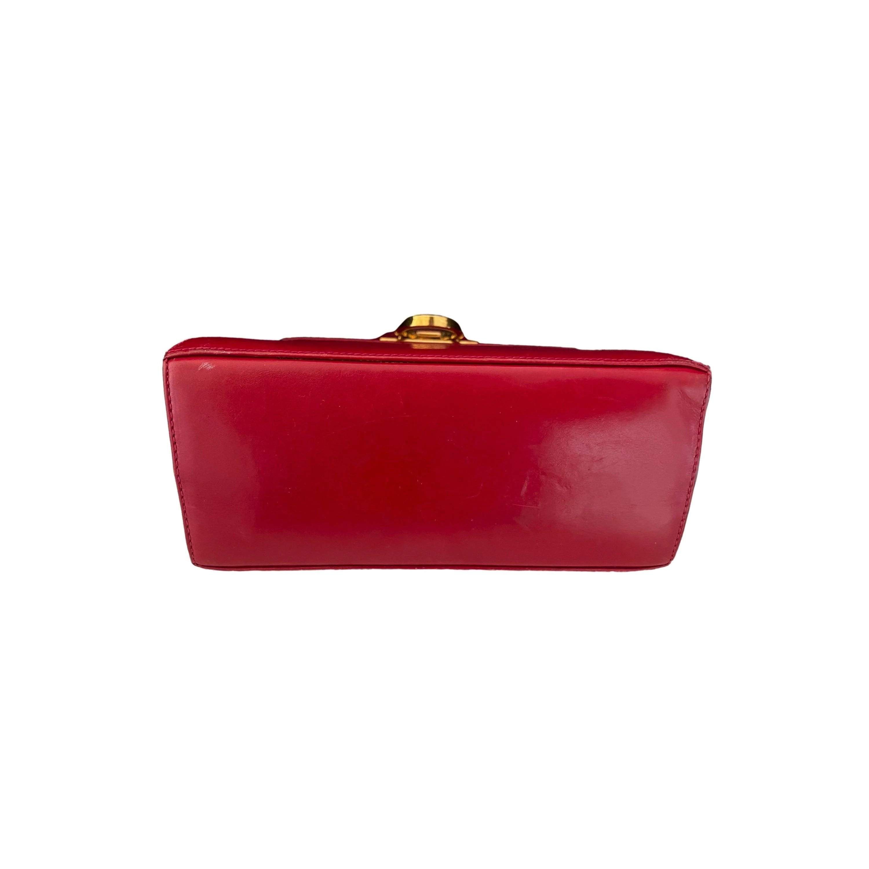 Salvatore Ferragamo Red Structured Top Handle Bag - Image 4