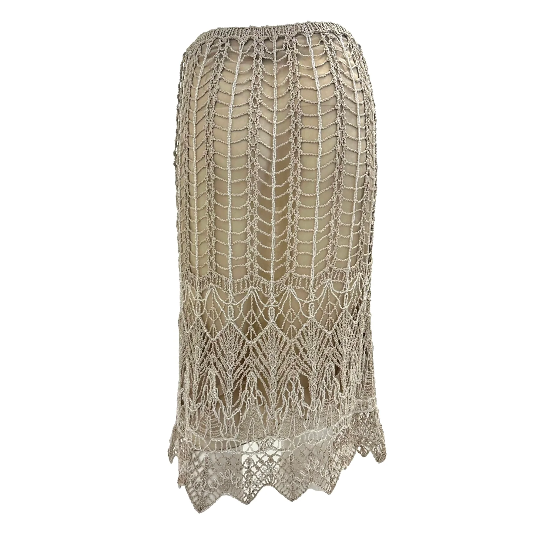 Valentino Boutique Ivory Silk Beaded Skirt - Image 2