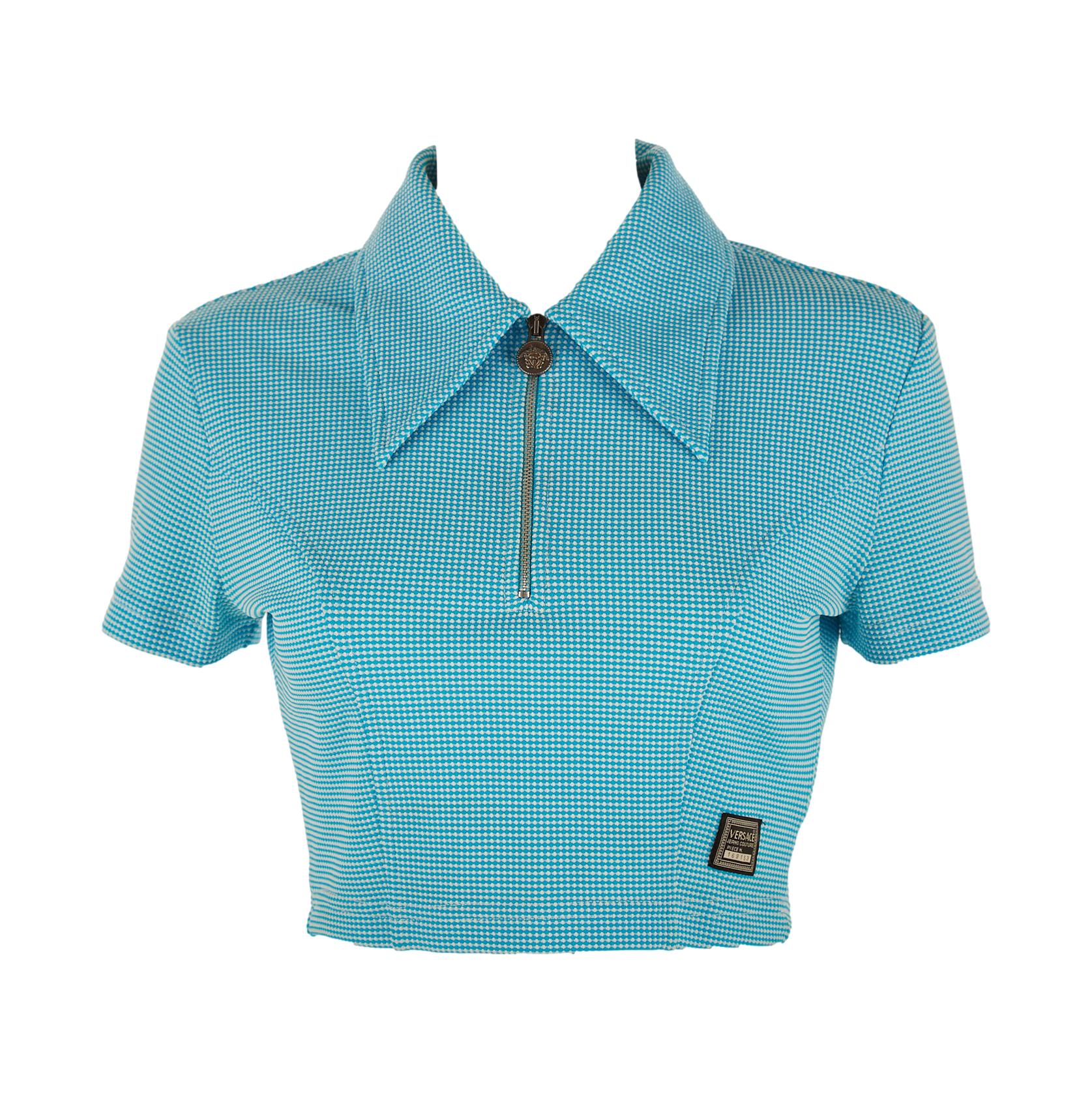 Versace Baby Blue Medusa Crop Top