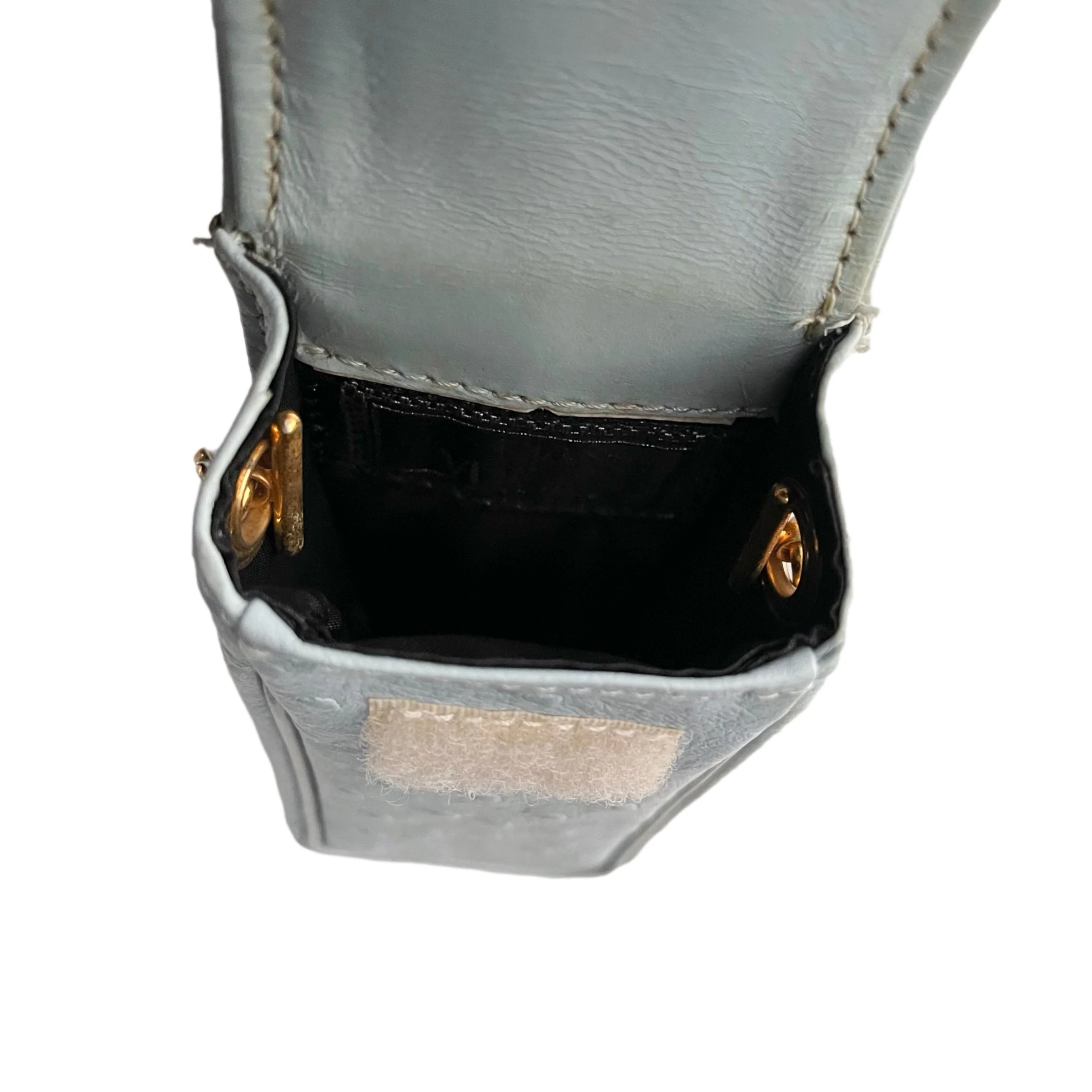 Versace Baby Blue Ostrich Embossed Micro Bag - Image 4