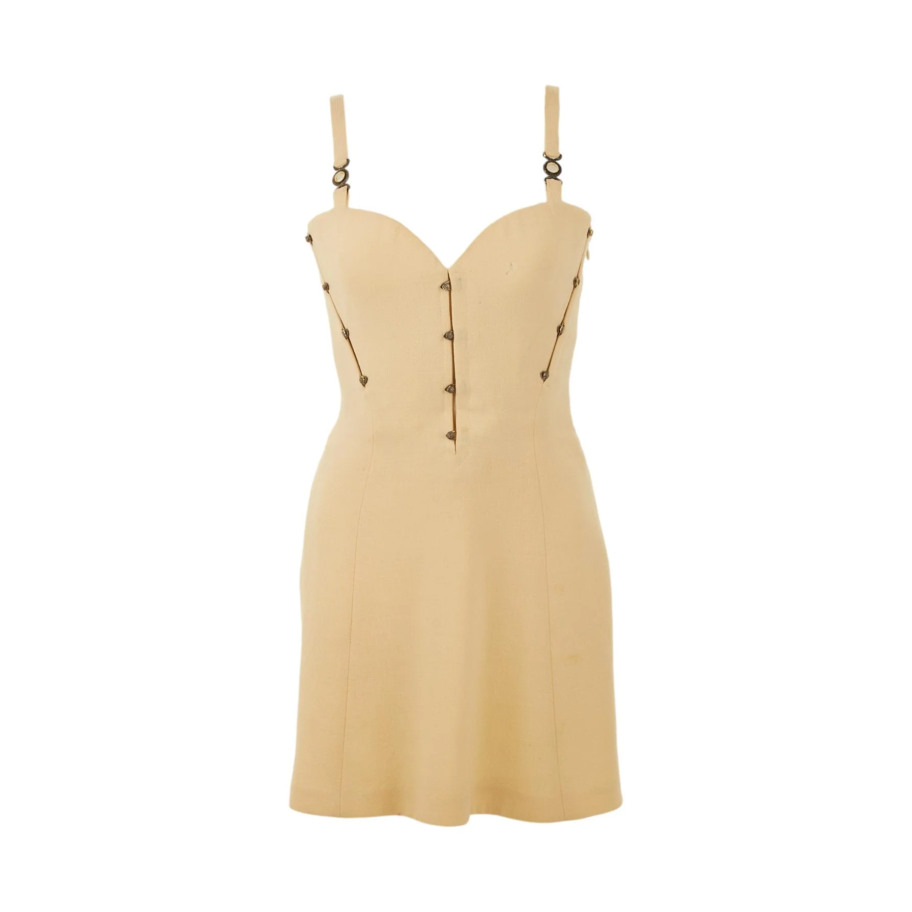 Versace Beige Medusa Corset Dress