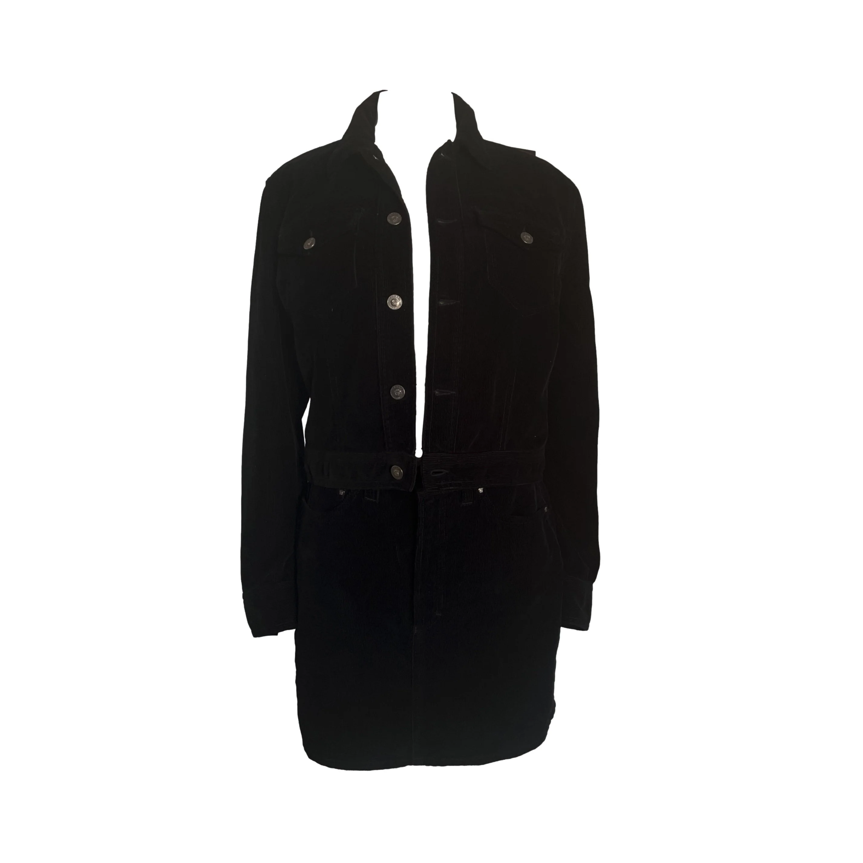 Versace Black Corduroy Skirt Set