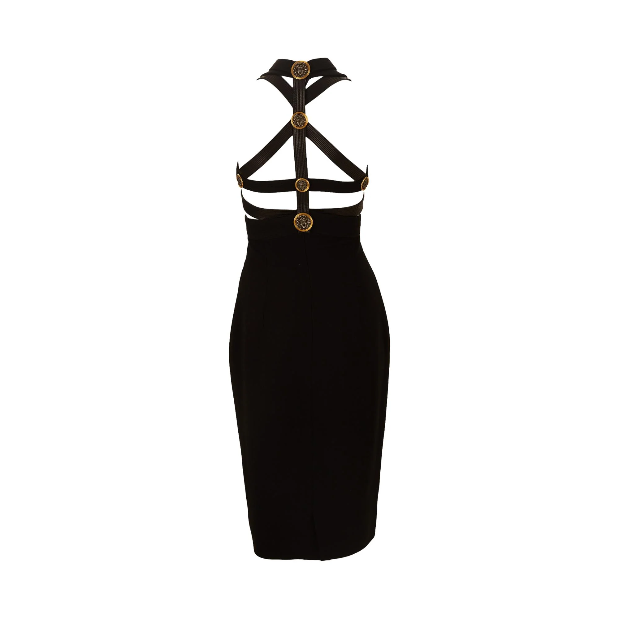 Versace Black 1992 Medusa Bondage Dress - Image 2