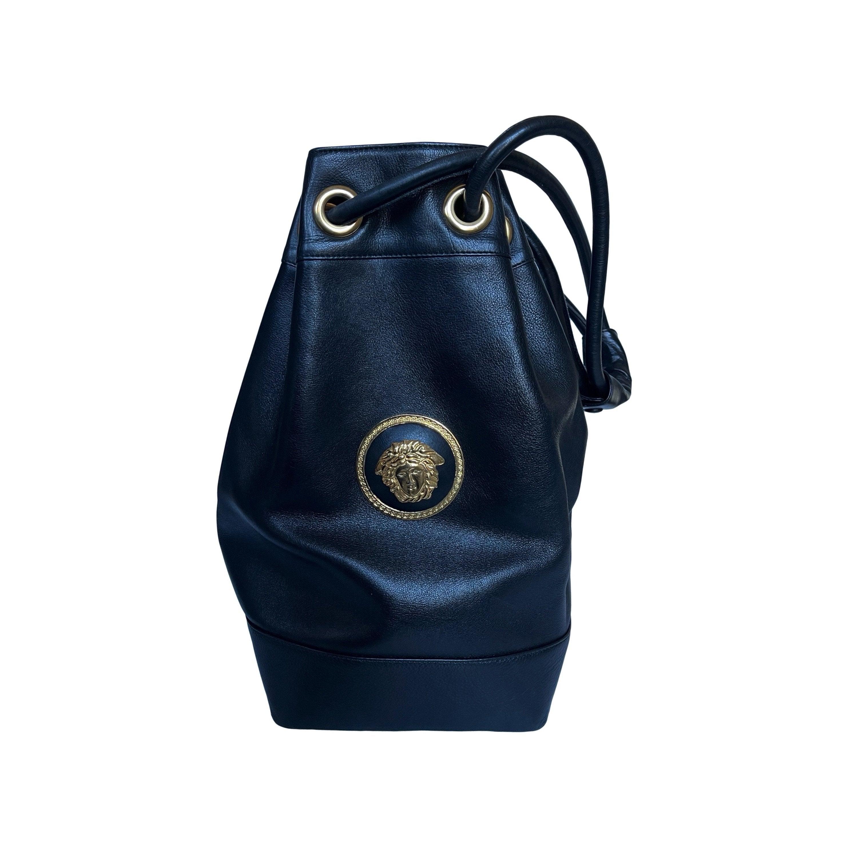 Versace Black Logo Bucket Bag