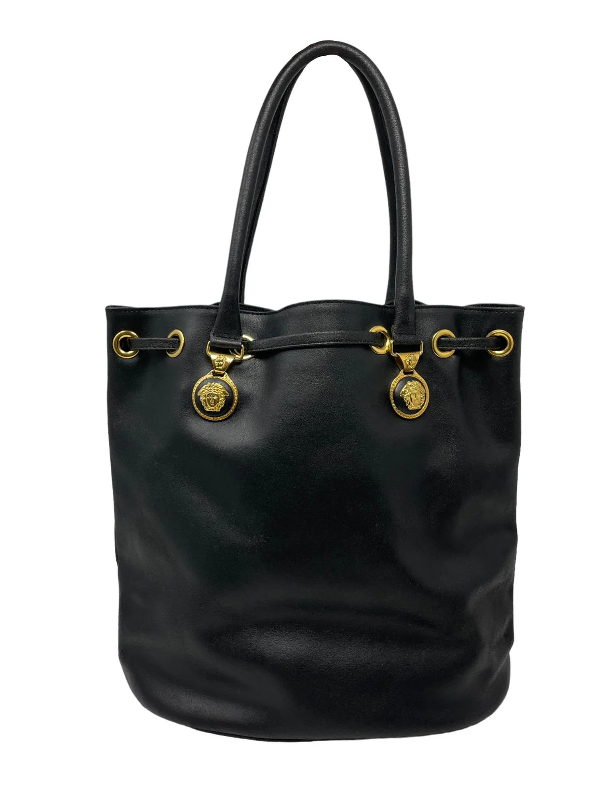 Versace Black Logo Bucket Bag - Image 4
