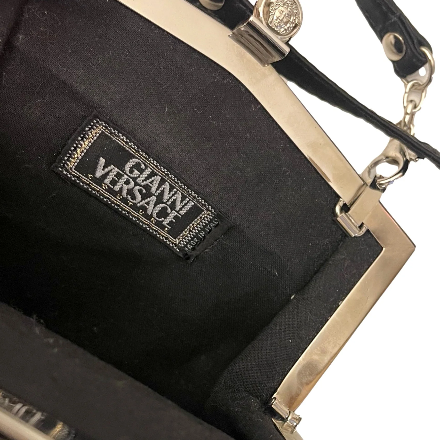 Versace Black Logo Mini Kisslock Shoulder Bag - Image 3