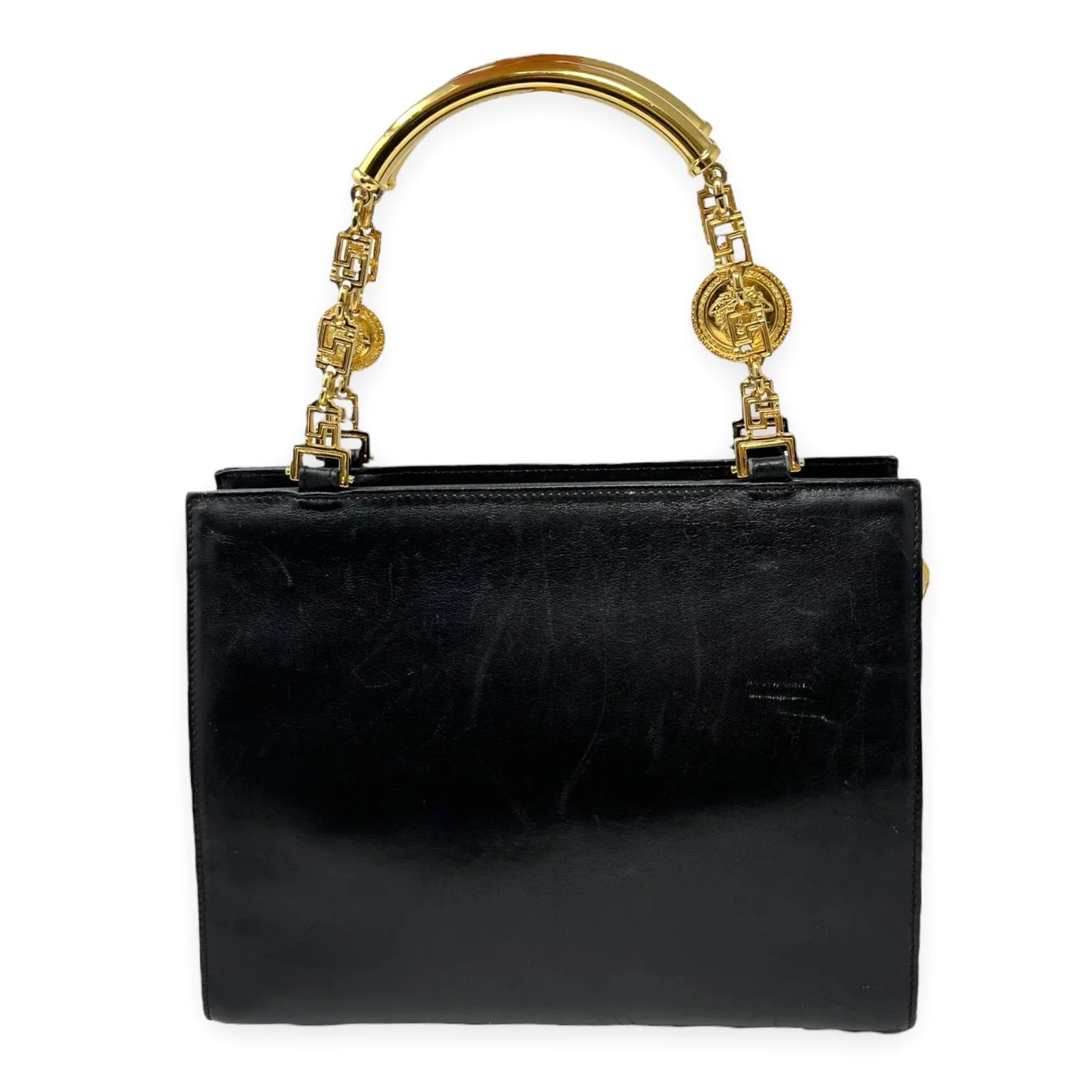 Versace Black Medusa Charm Top Handle Bag - Image 2