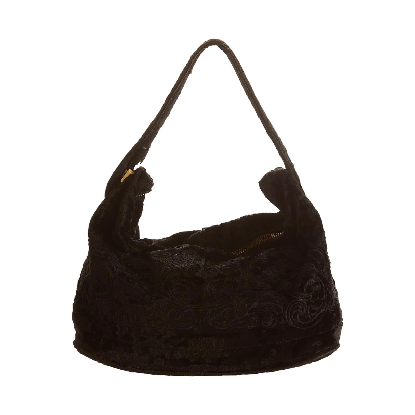 Versace Black Print Velvet Shoulder Bag - Image 2