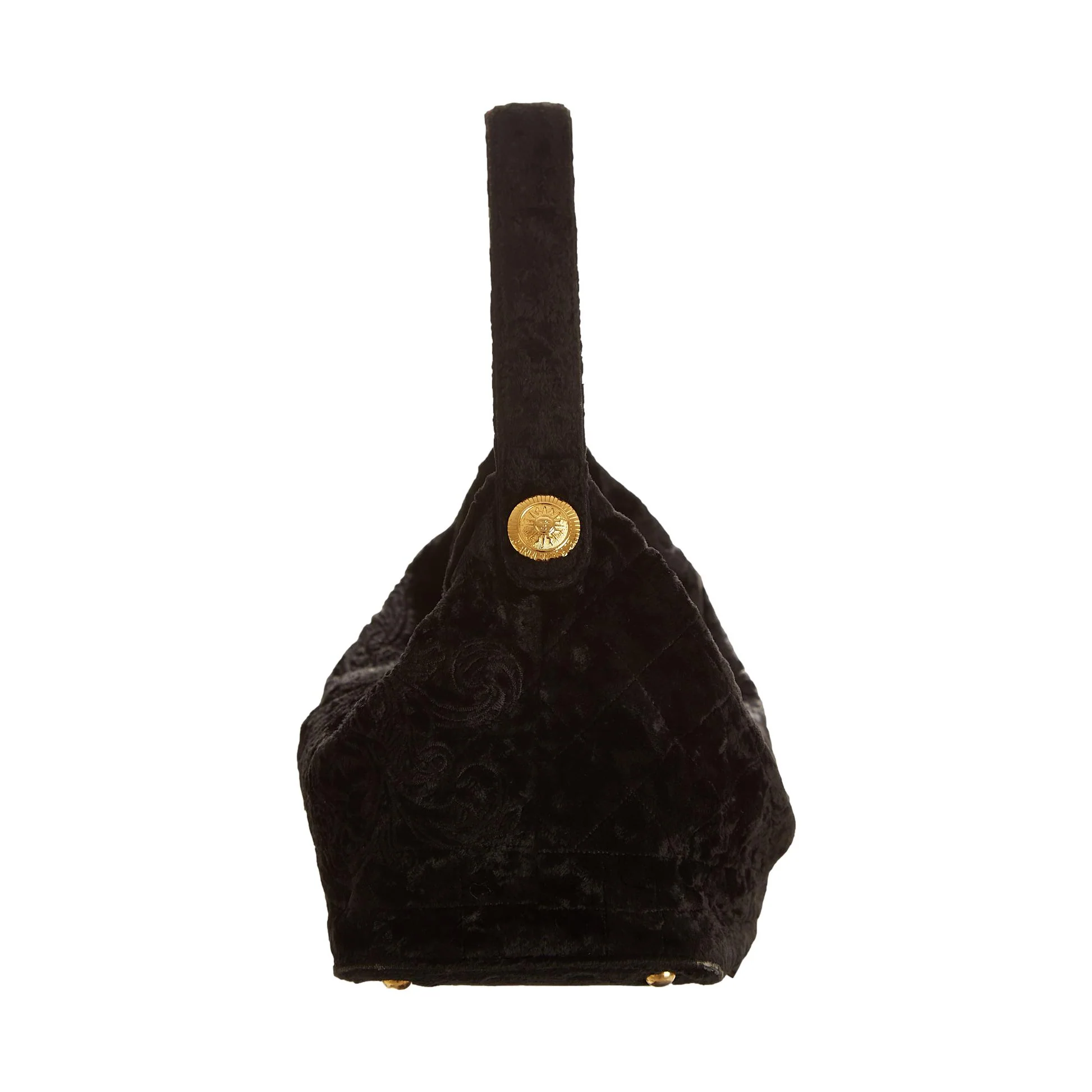Versace Black Print Velvet Shoulder Bag - Image 3