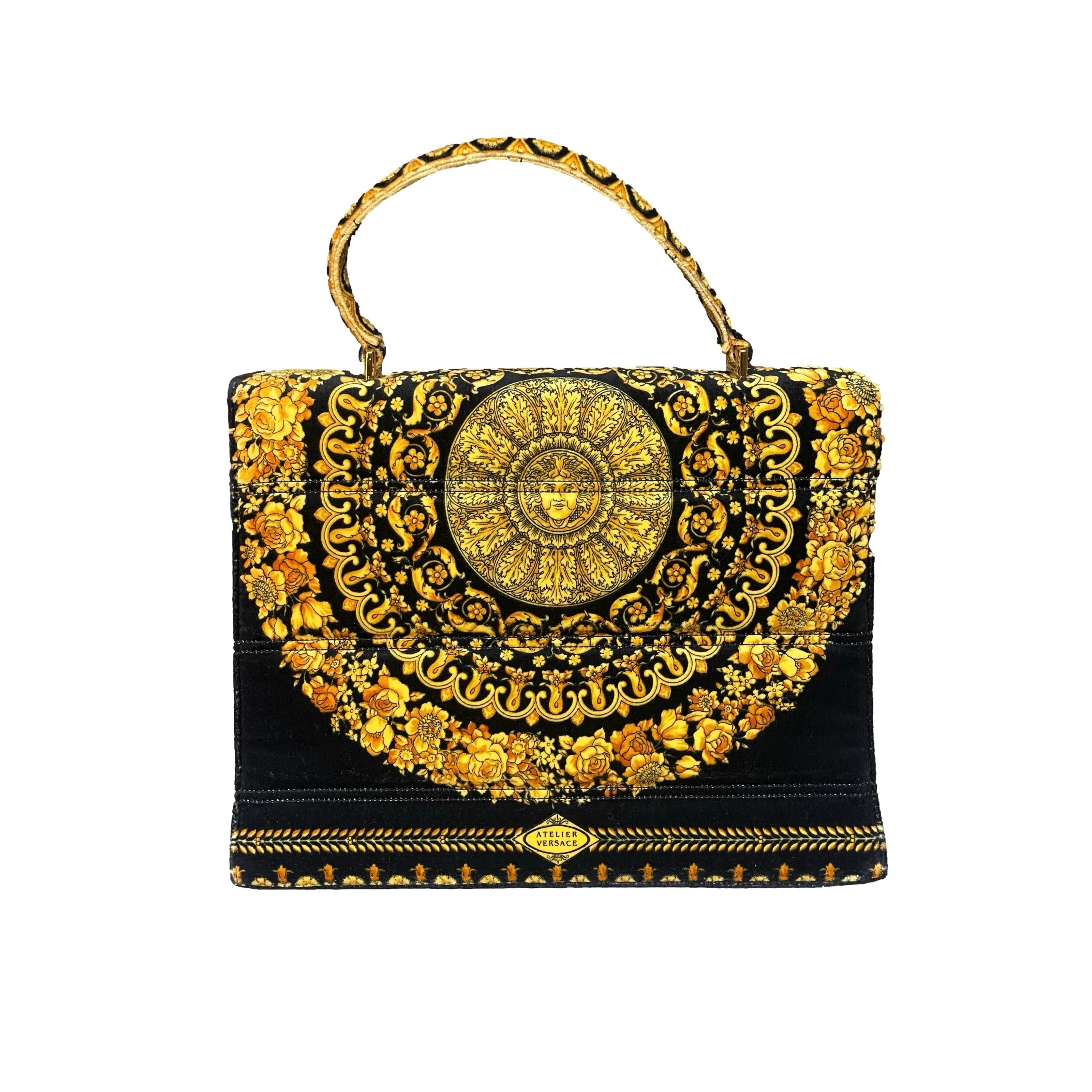 Versace Black Velour Top Handle Bag - Image 2