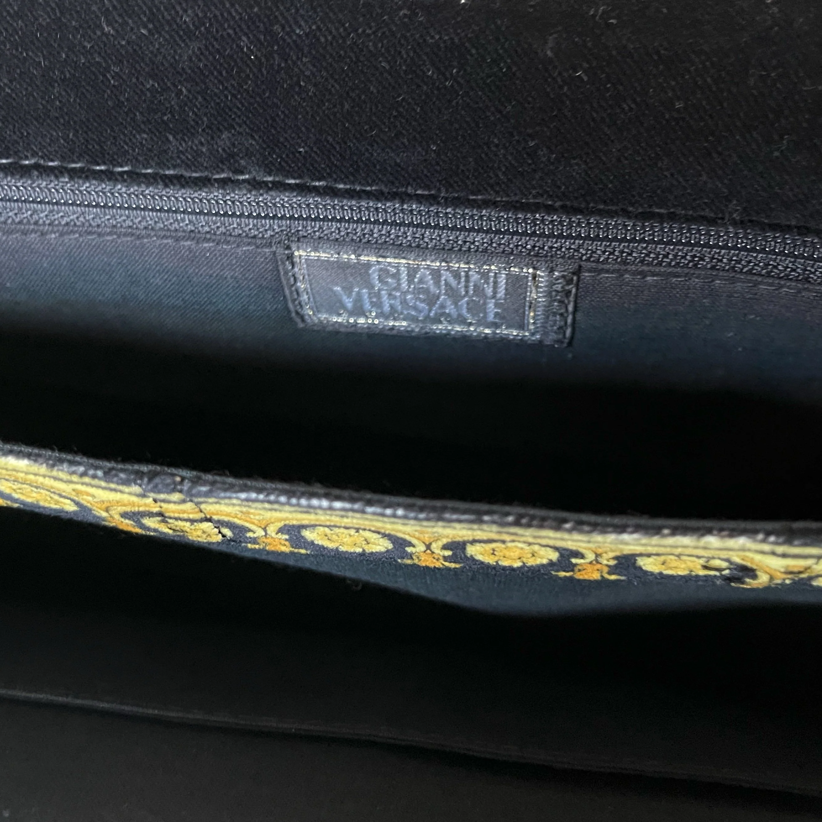 Versace Black Velour Top Handle Bag - Image 4