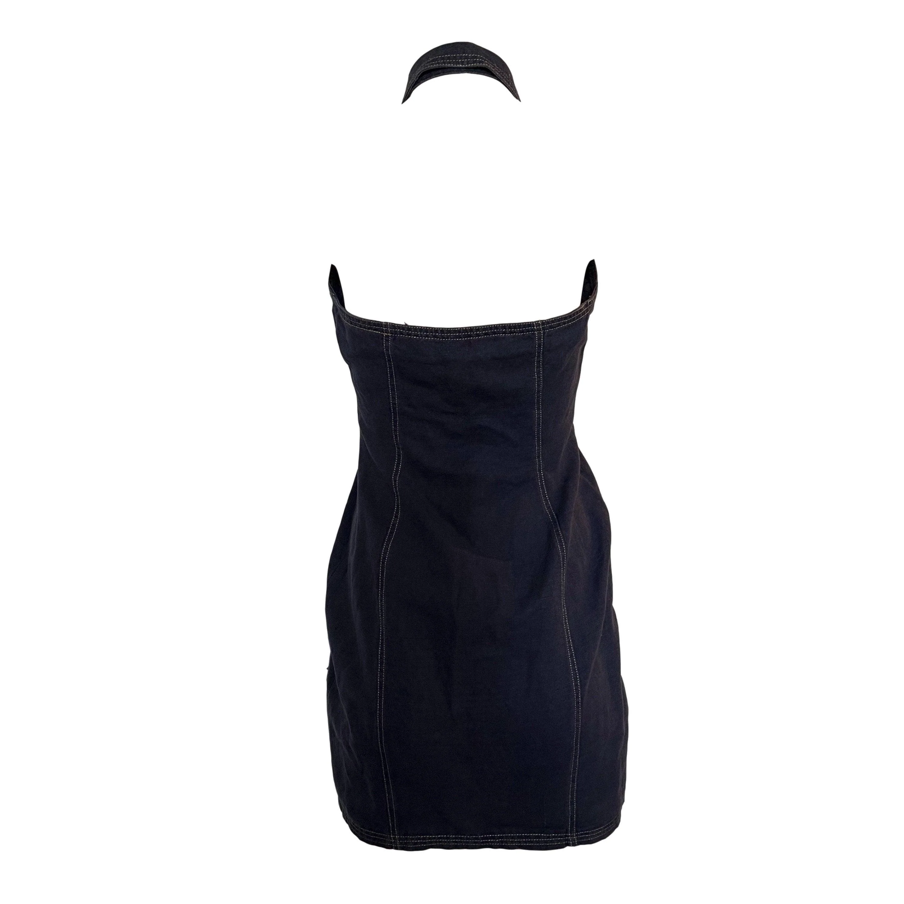 Versace Blue Denim Halter Dress - Image 2