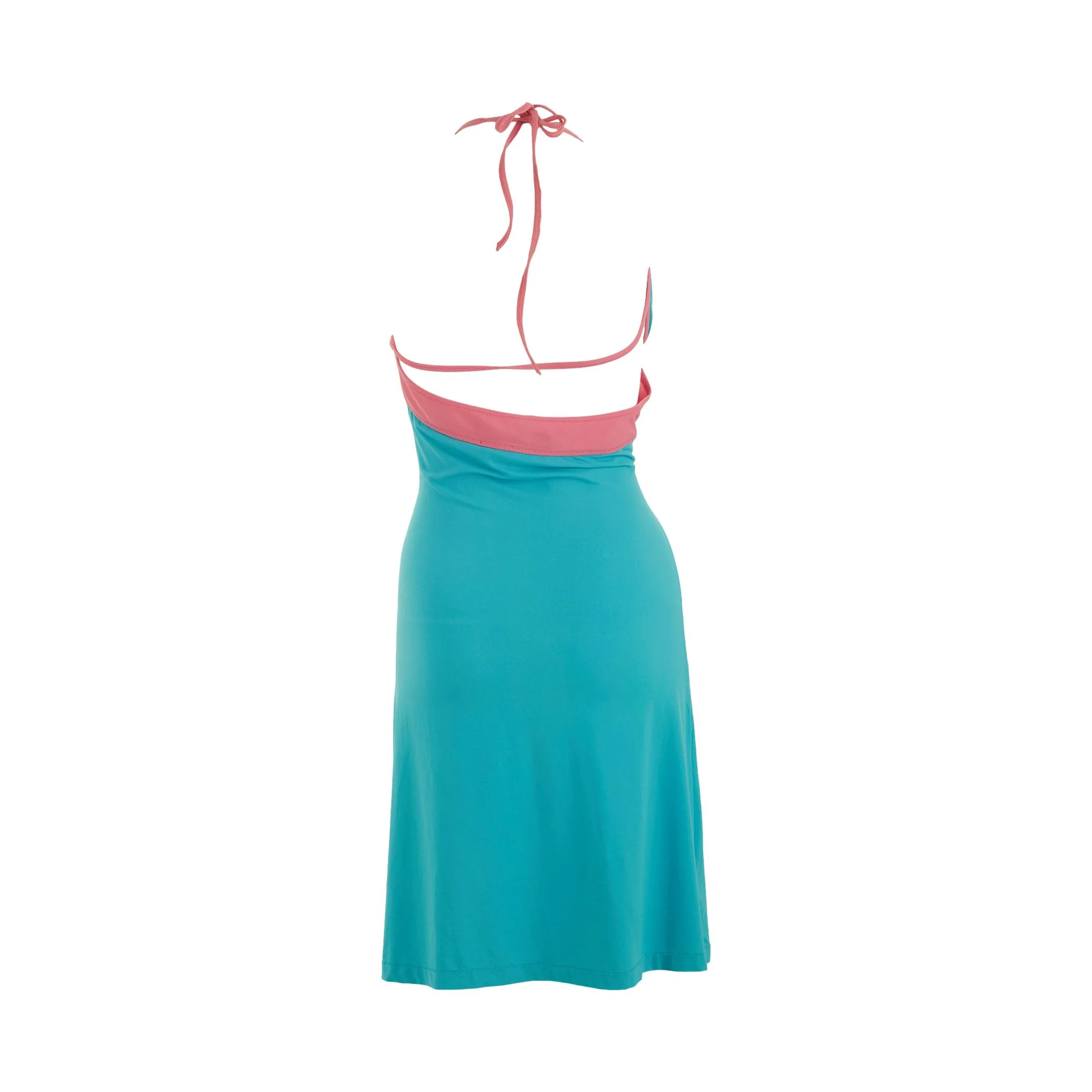 Versace Blue Rhinestone Logo Dress - Image 2