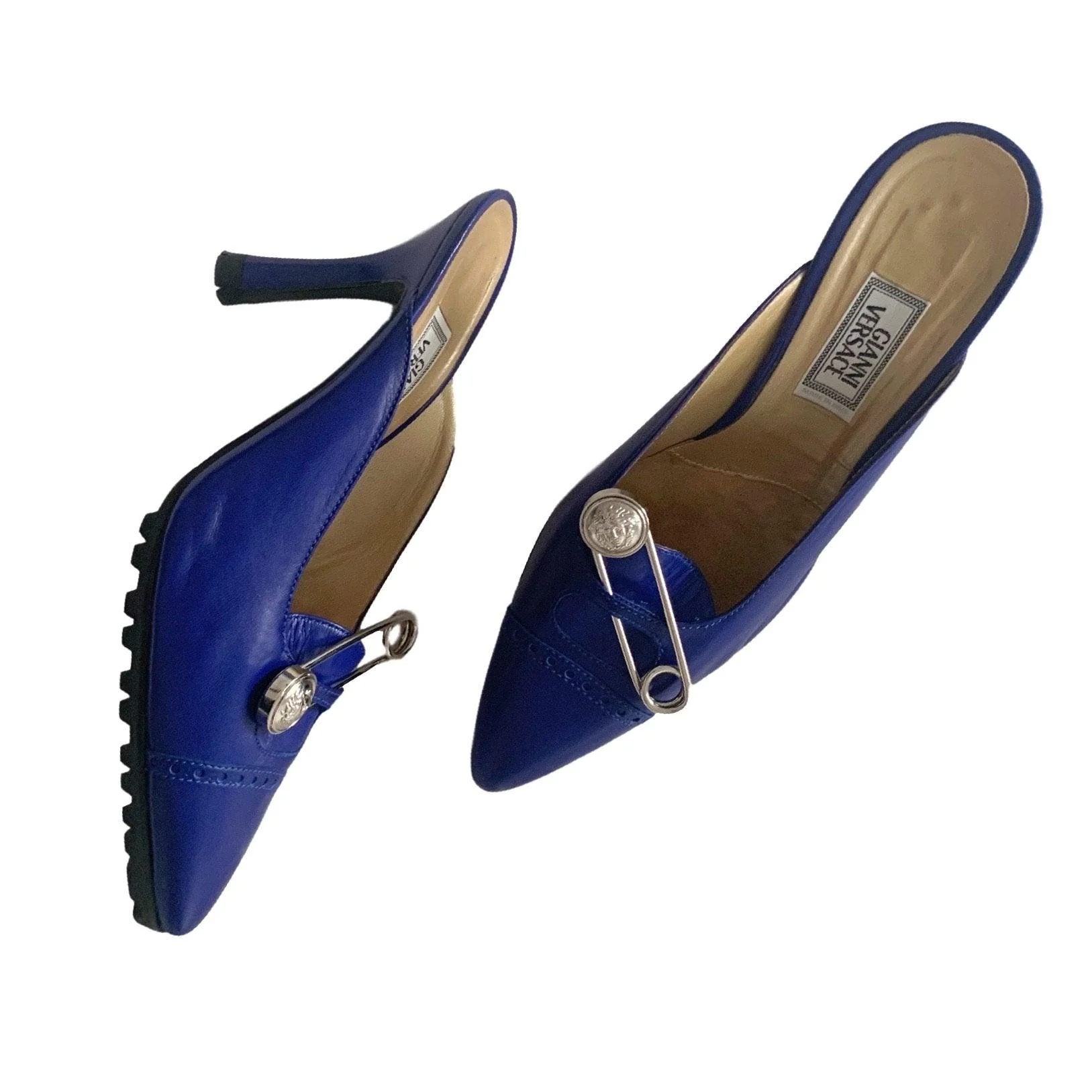 Versace Blue Safety Pin Heels - Image 2