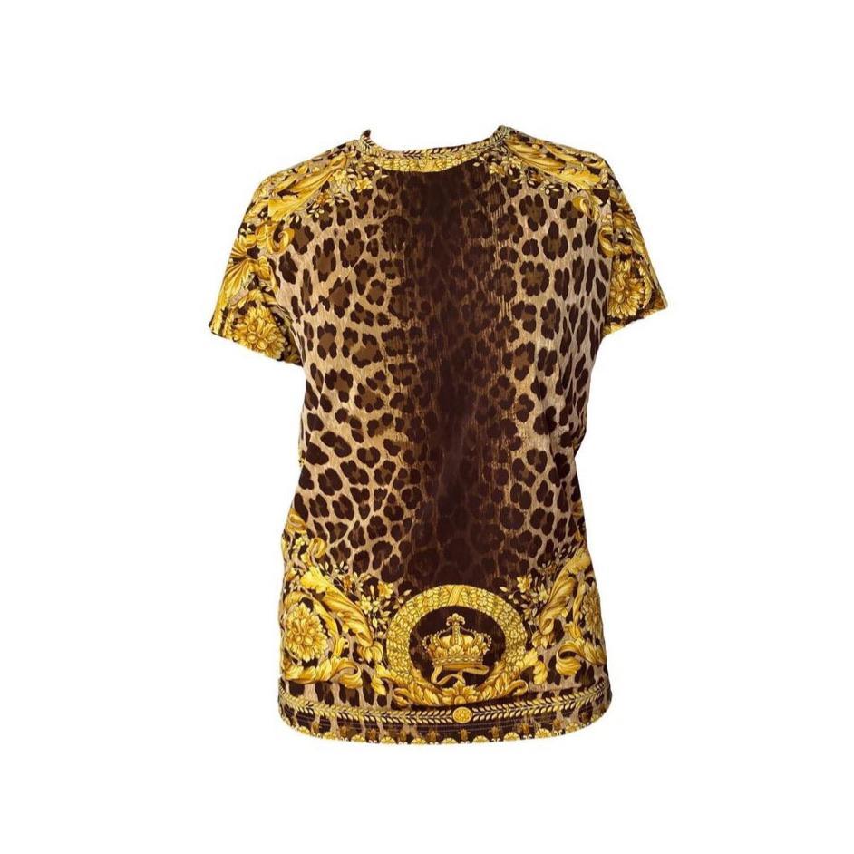 Versace Brown Cheetah Print T-Shirt