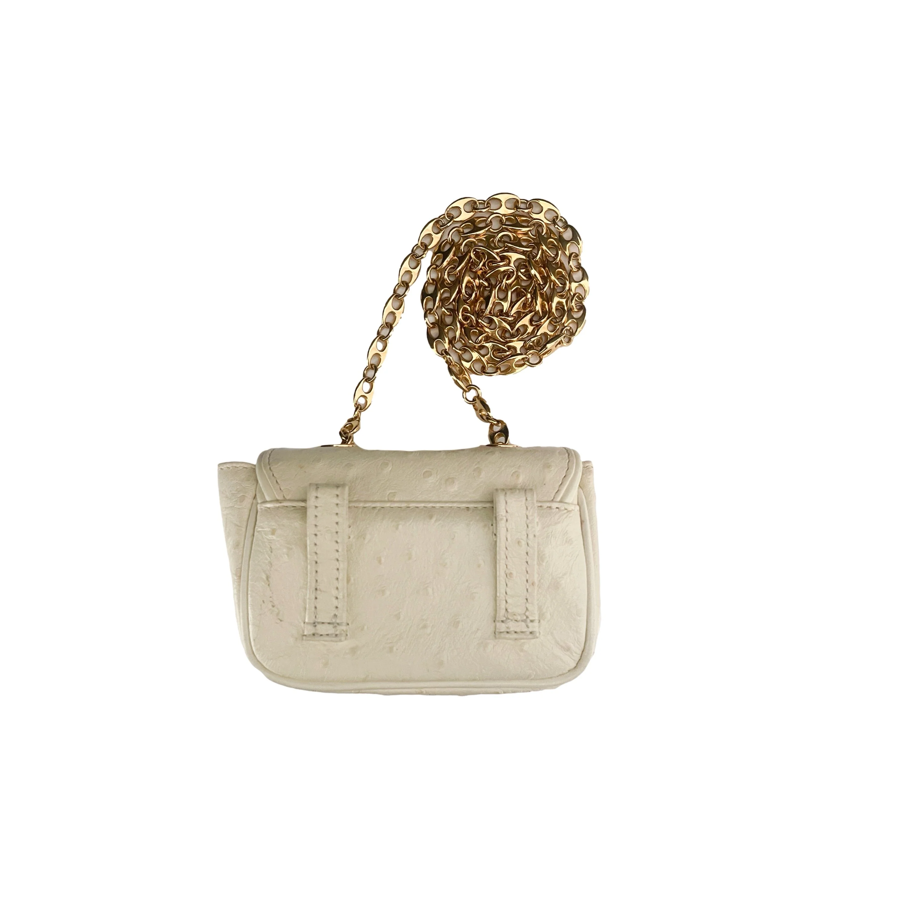 Versace Cream Ostrich Embossed Micro Bag - Image 2