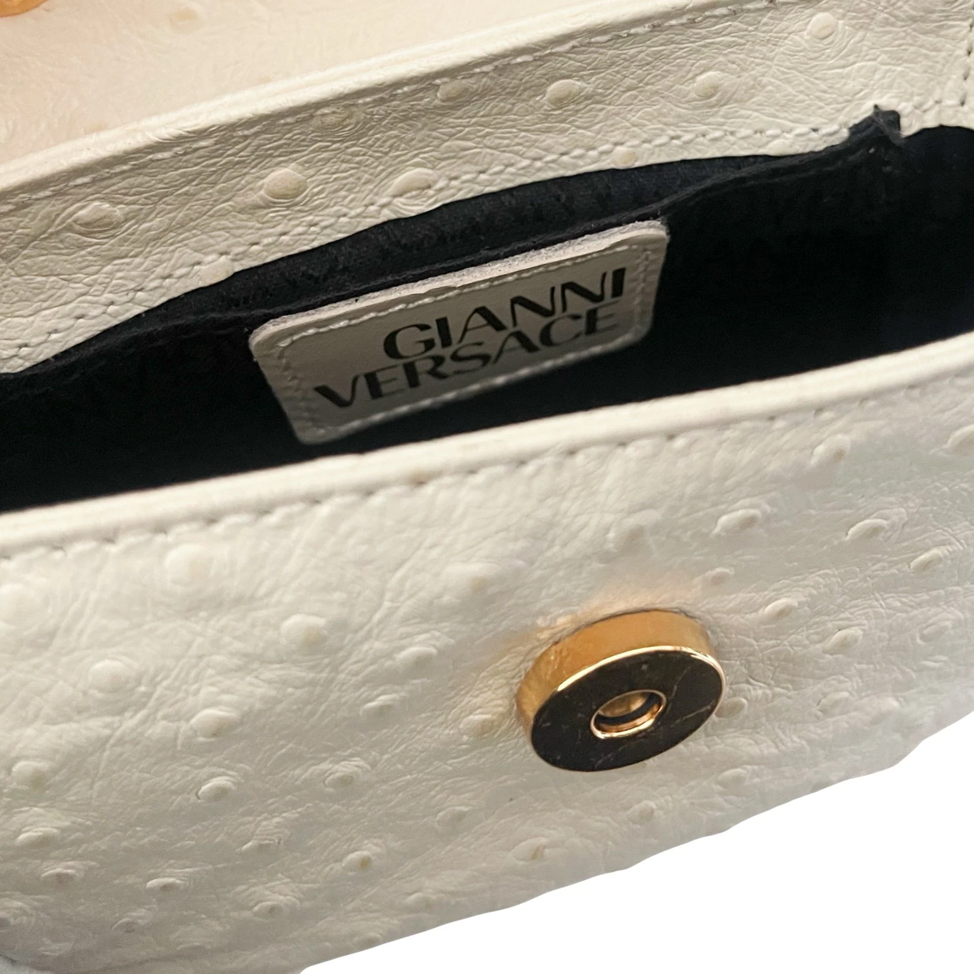 Versace Cream Ostrich Embossed Micro Bag - Image 4