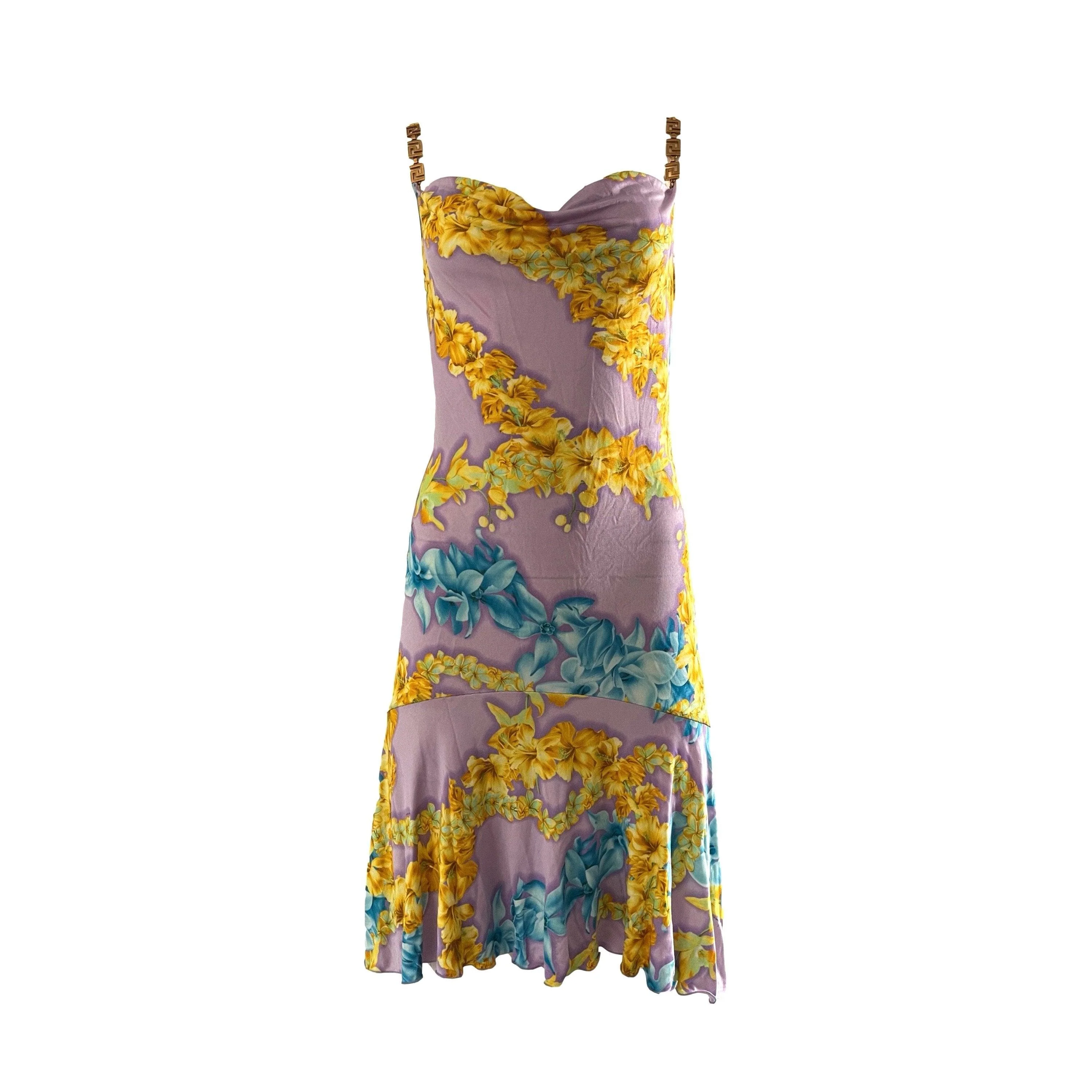 Versace Floral Chain Strap Dress