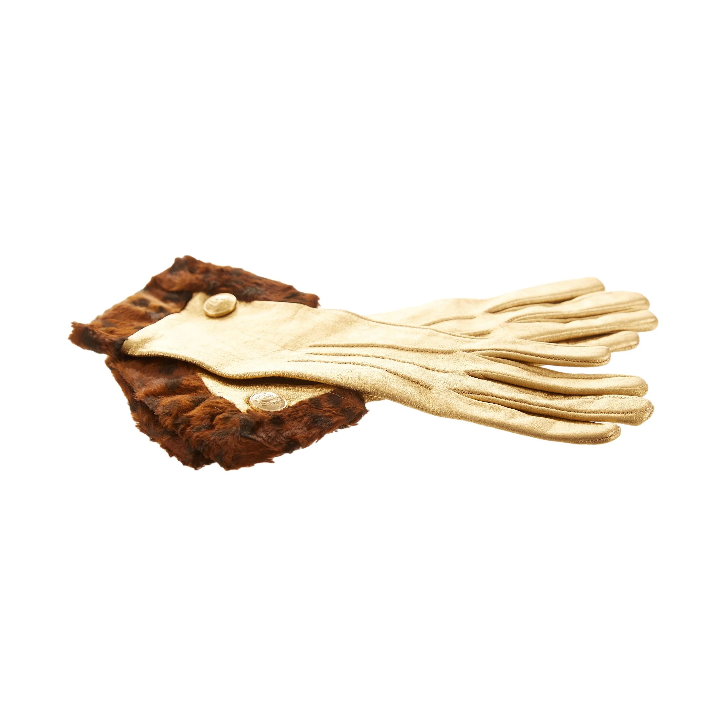 Versace Gold Medusa Cheetah Gloves - Image 3