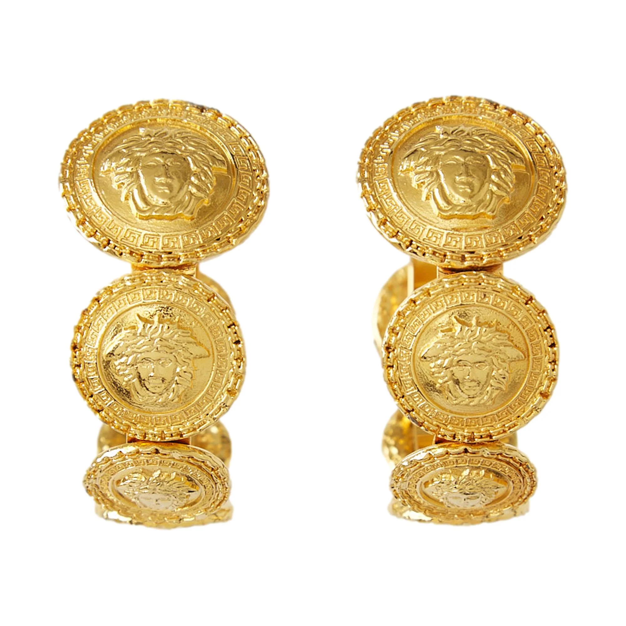 Versace Gold Medusa Jumbo Logo Hoop Earrings