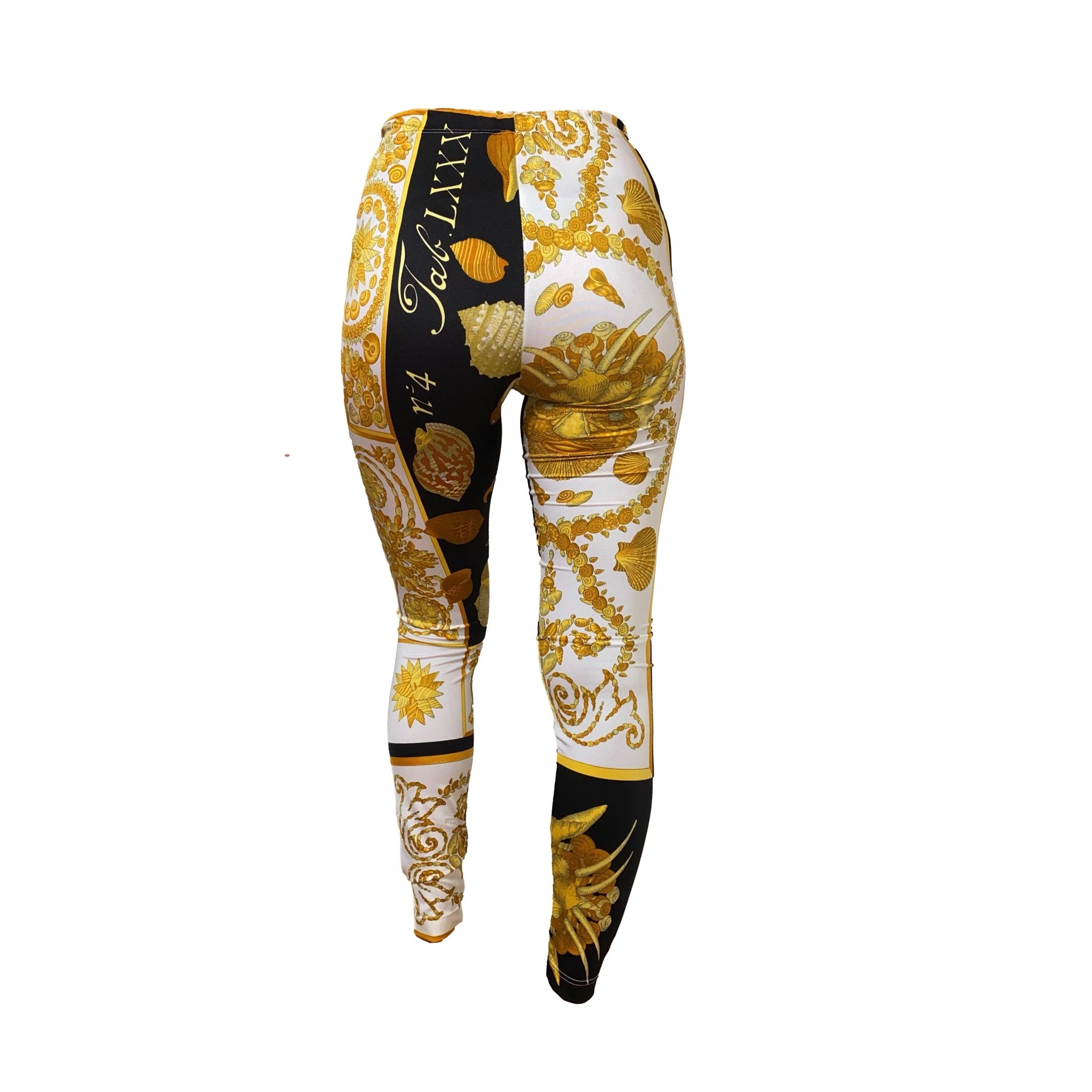 Versace Gold Print Stretch Leggings - Image 2