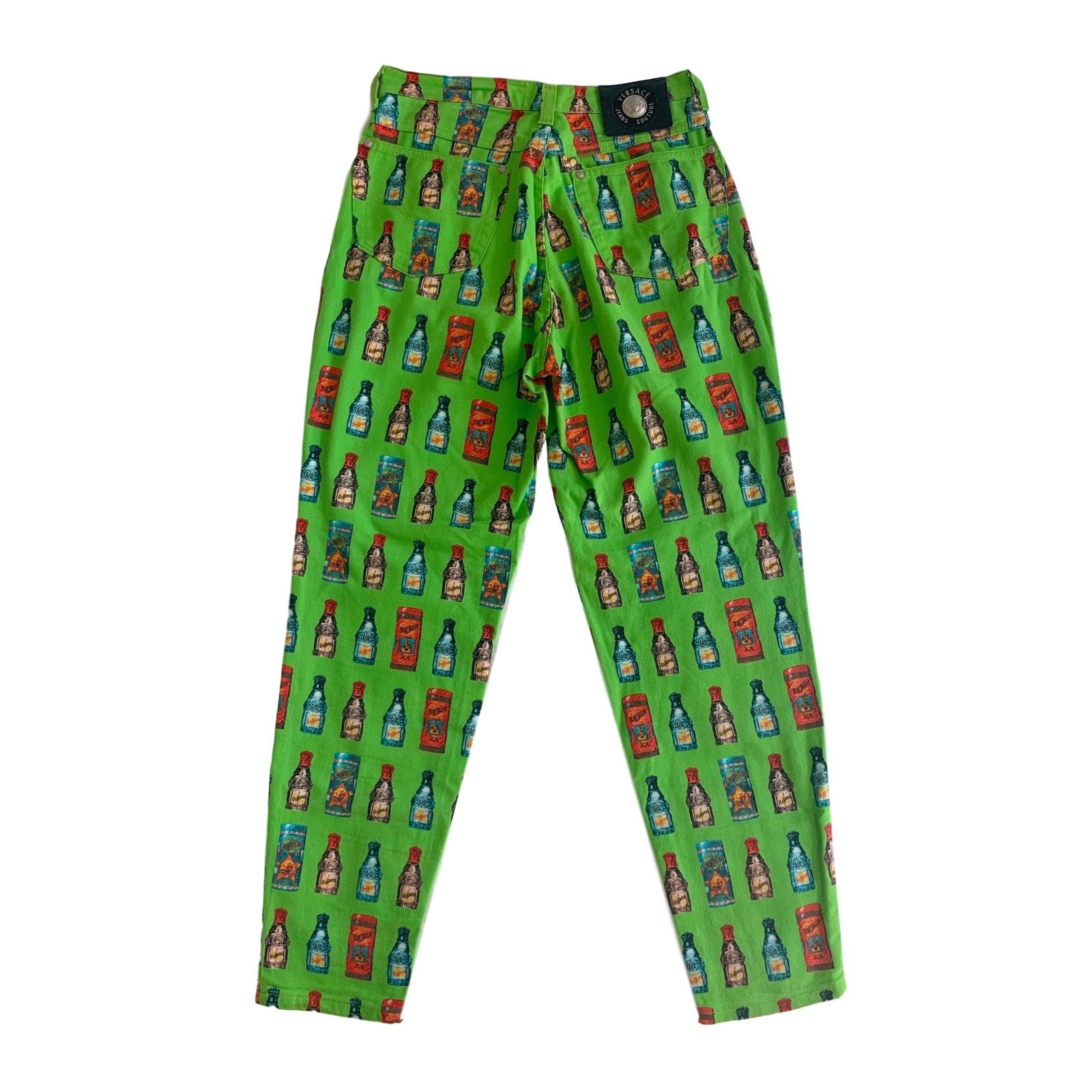Versace Green Bottle Print Pants - Image 2