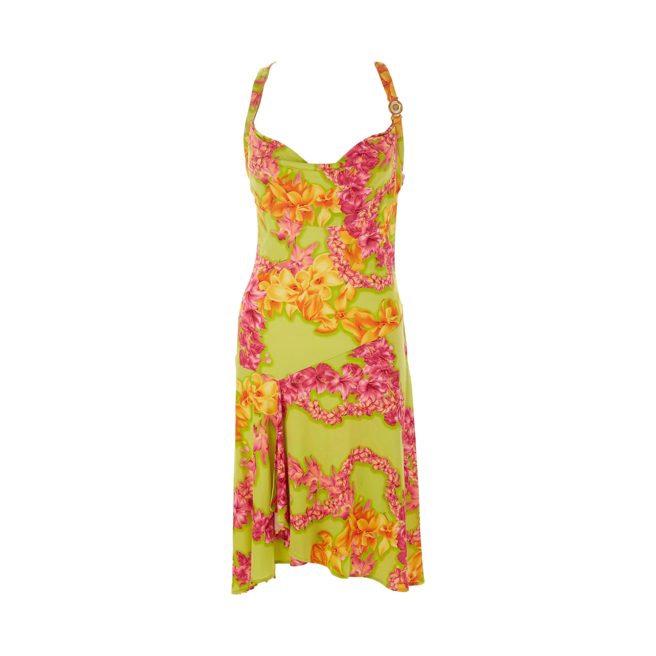 Versace Green Floral Print Dress