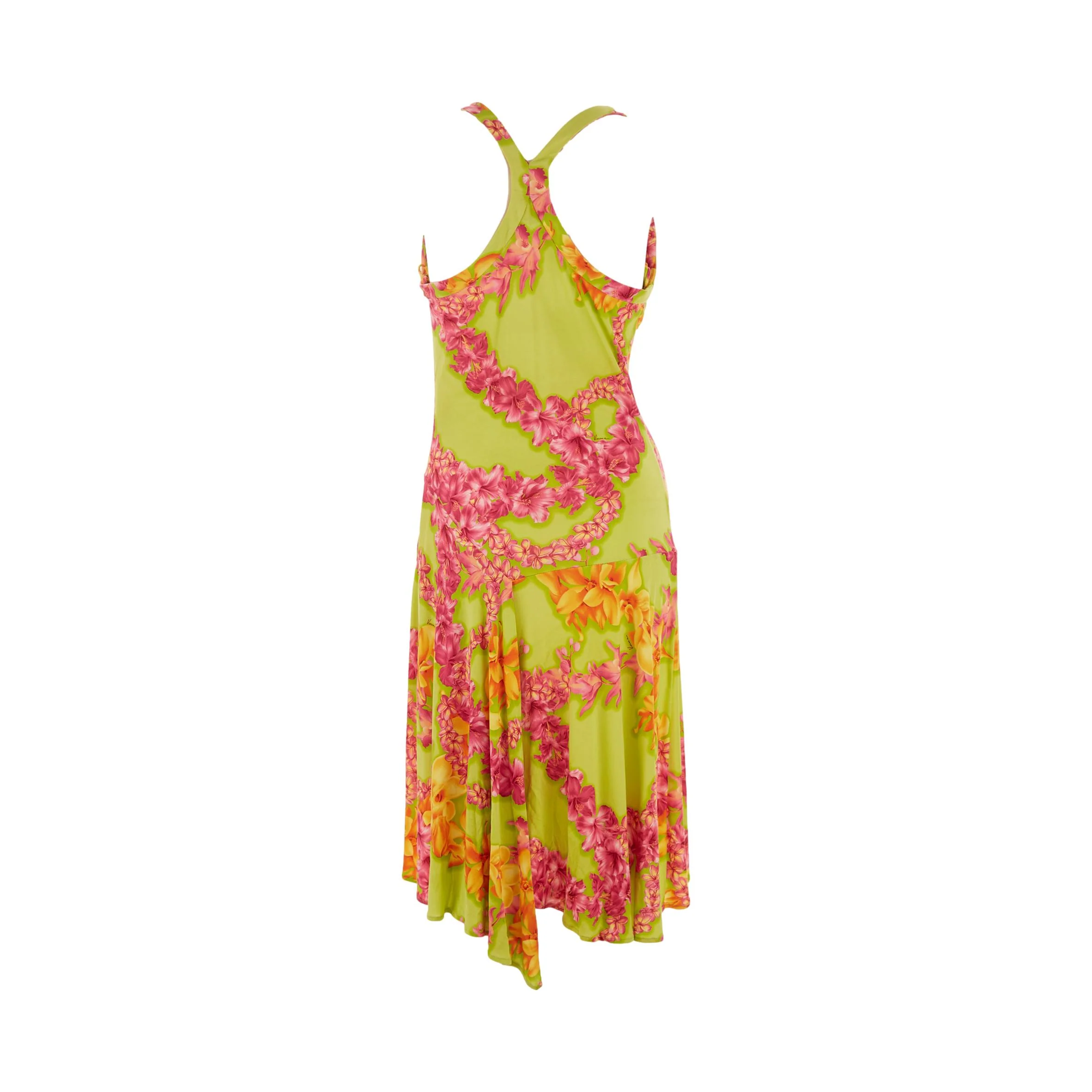 Versace Green Floral Print Dress - Image 2