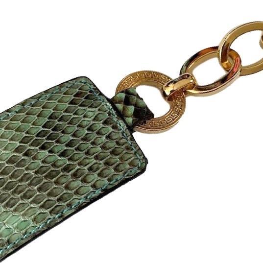 Versace Green Logo Snakeskin Chain Belt - Image 2