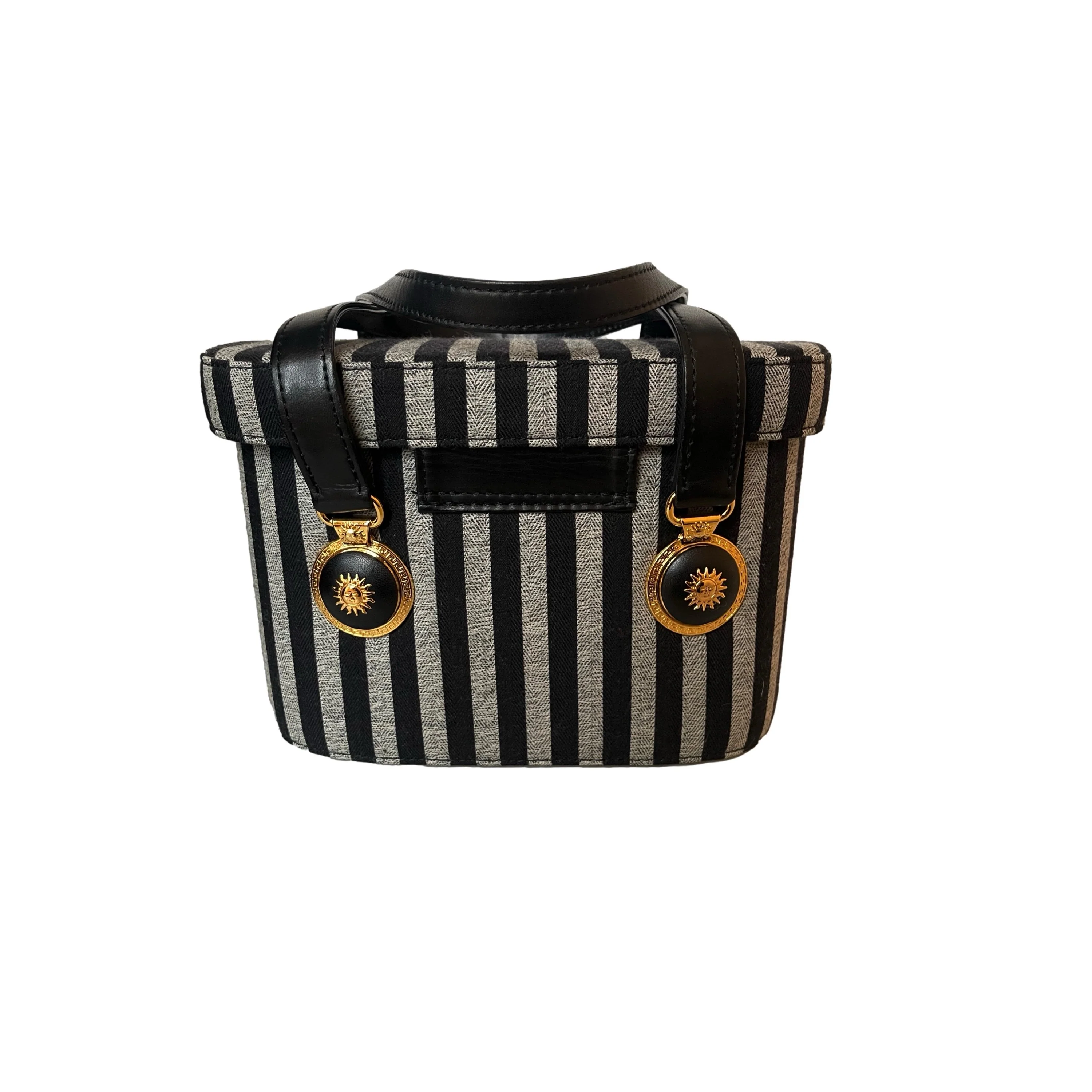 Versace Grey Stripe Top Handle Box Bag - Image 2