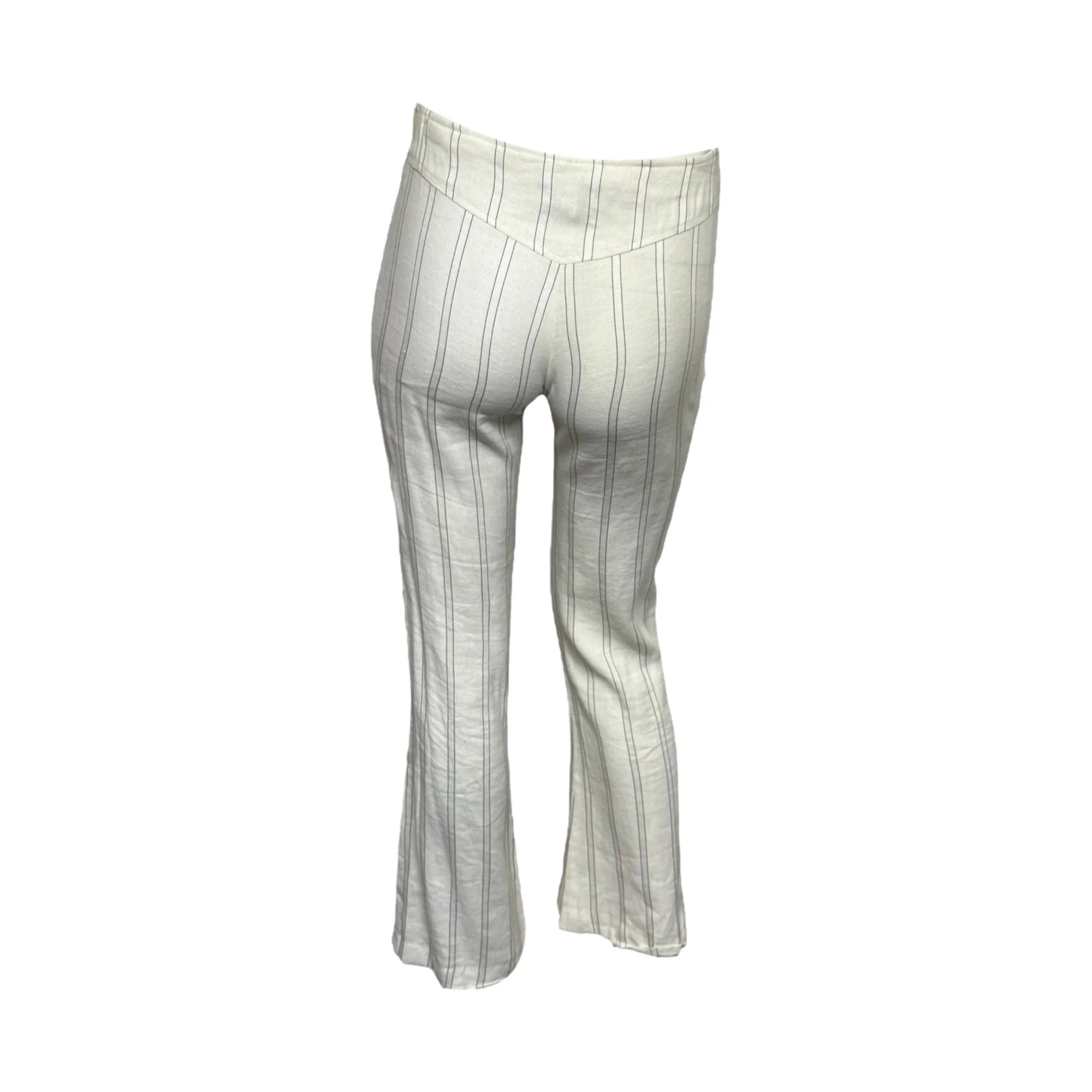 Versace Ivory Pinstripe Linen Belted Pants - Image 2