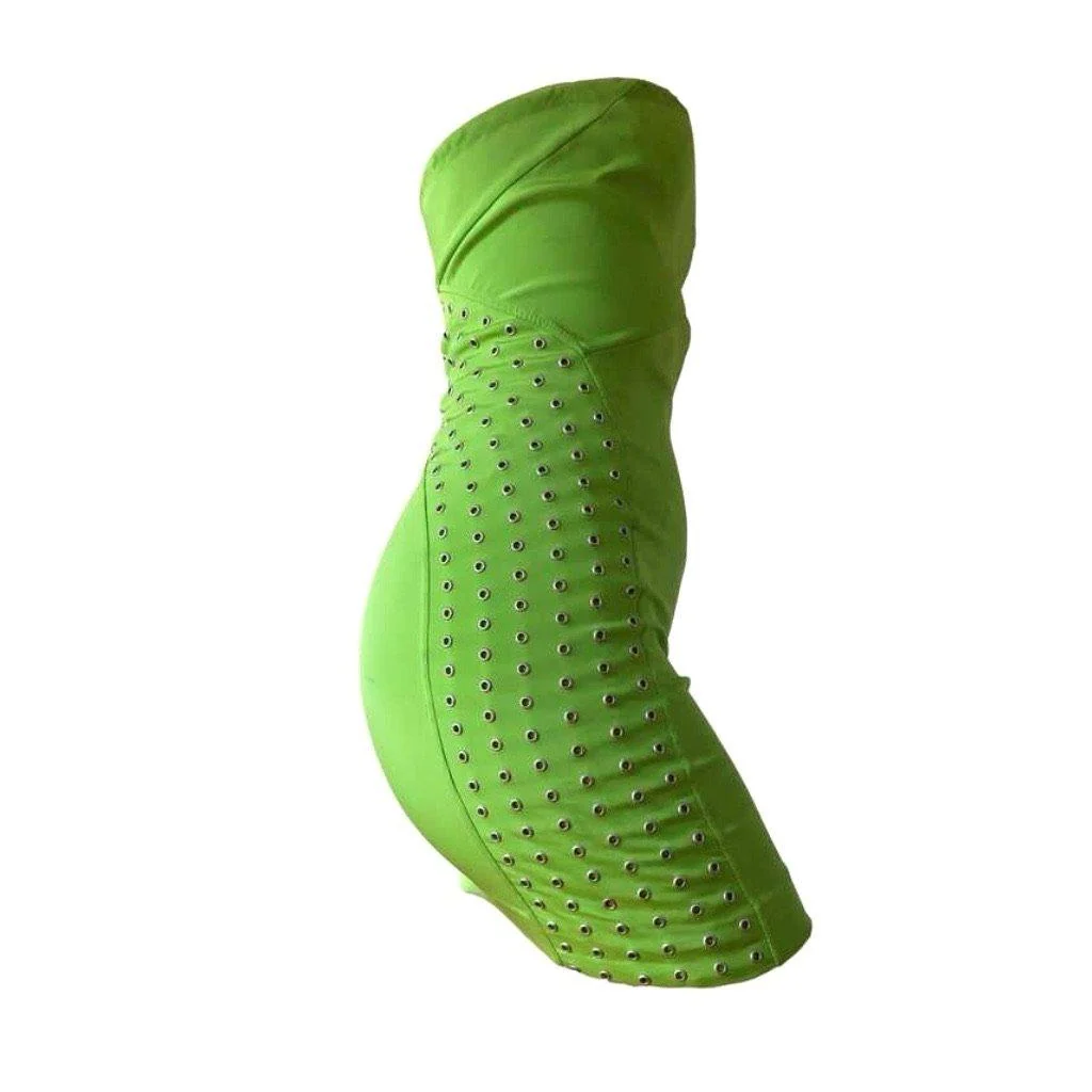 Versace Lime Grommet Dress - Image 3