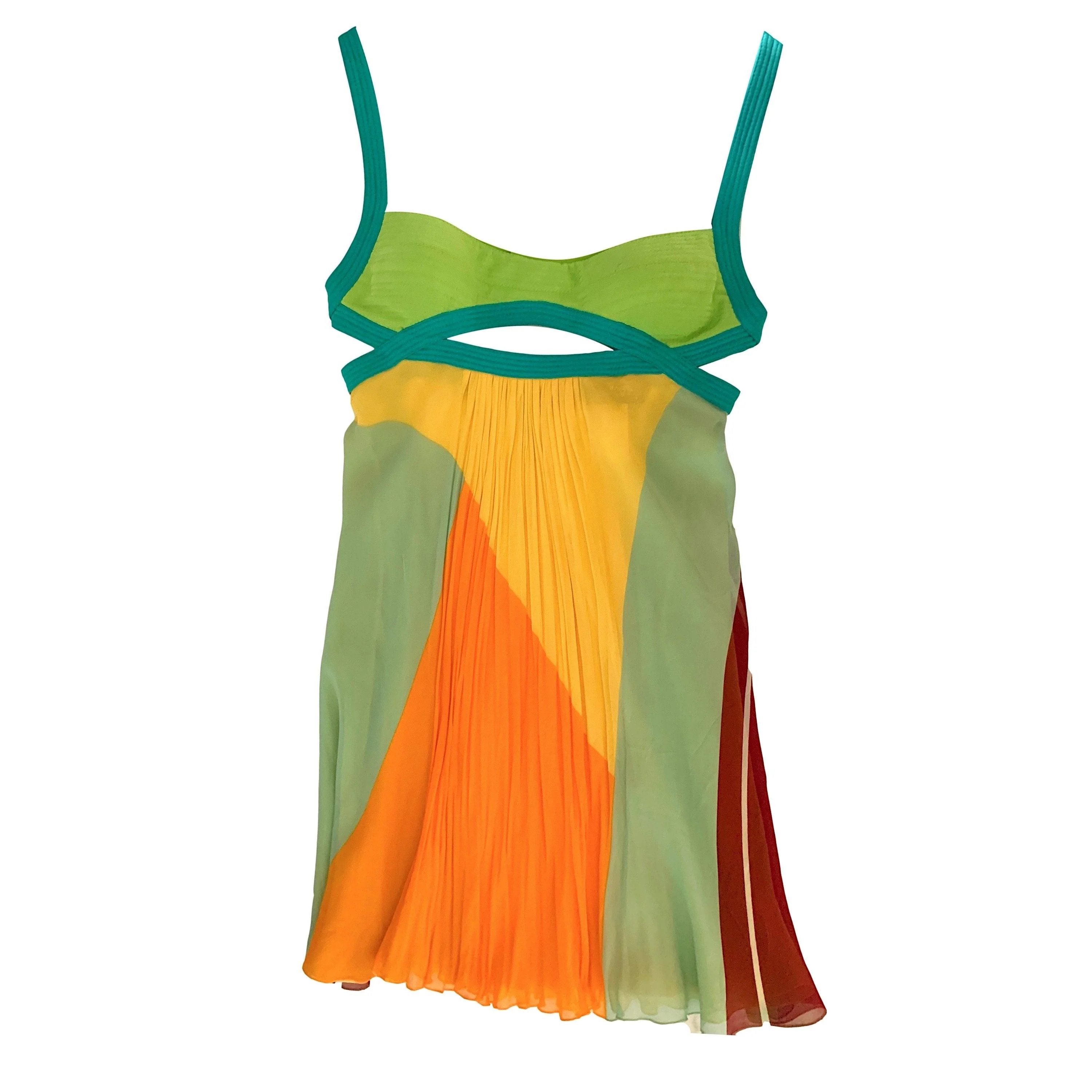Versace Multicolor Cut Out Mini Dress