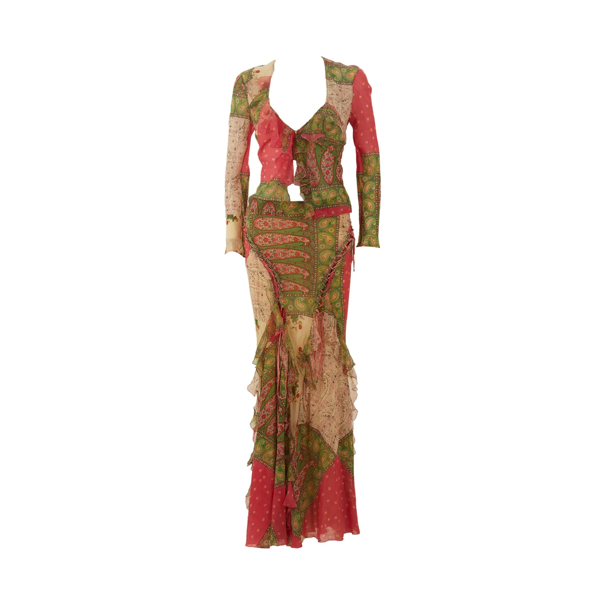 Dior Paisly Patchwork Skirt Set