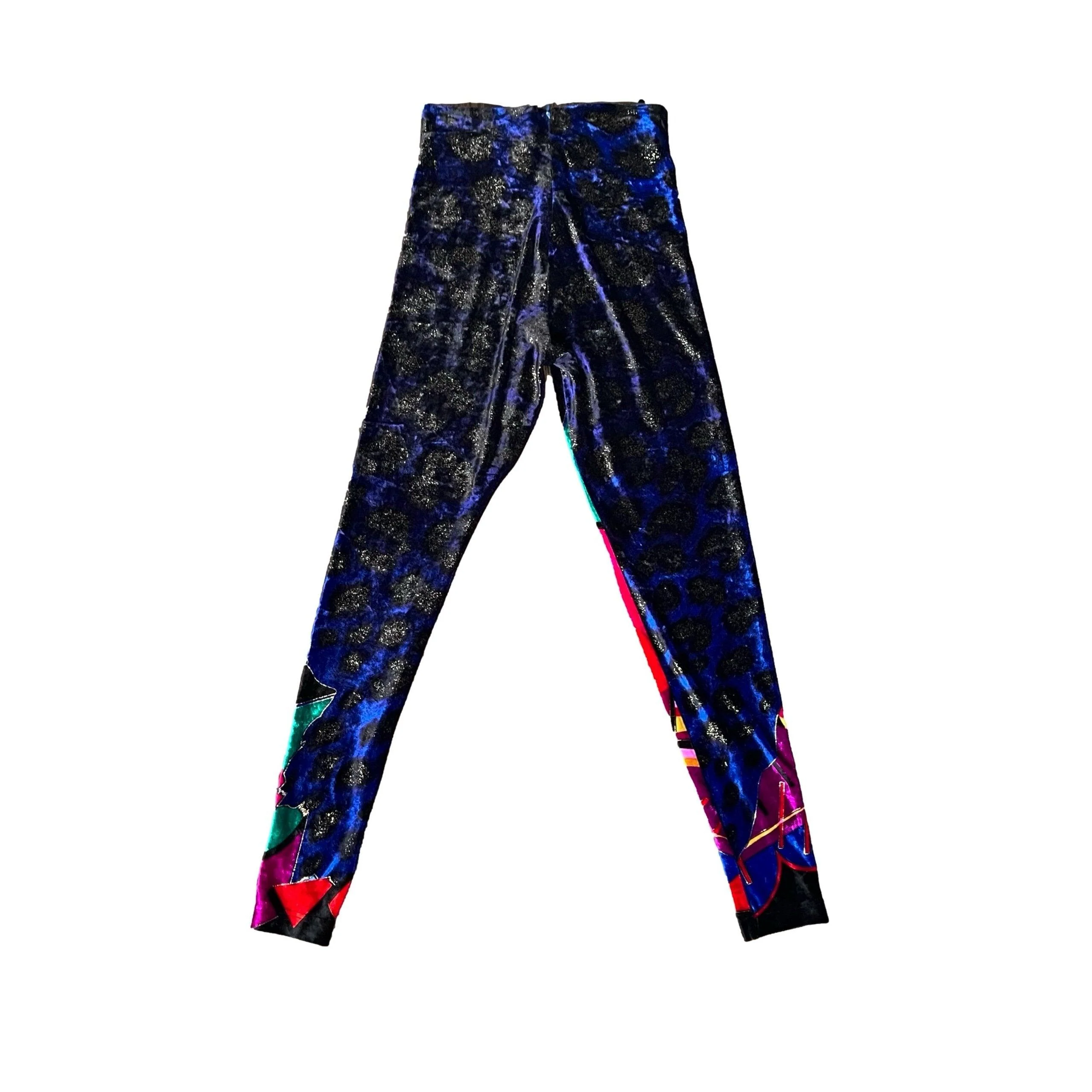 Versace Multicolor Print High Waisted Velour Leggings - Image 2