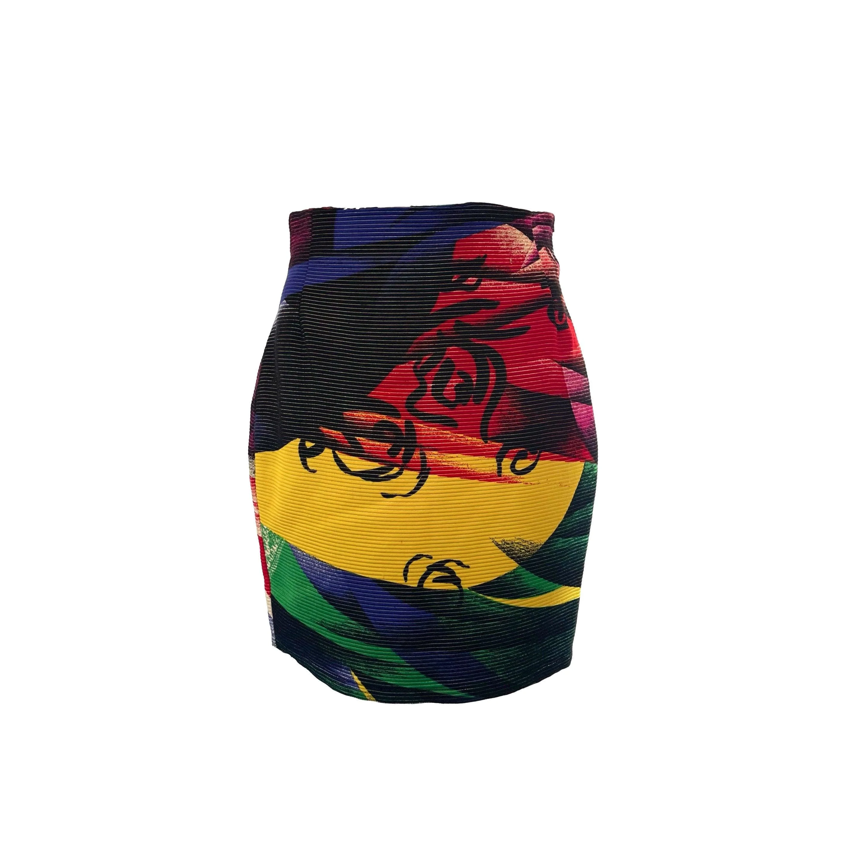Versace Multicolor Textured Logo Skirt