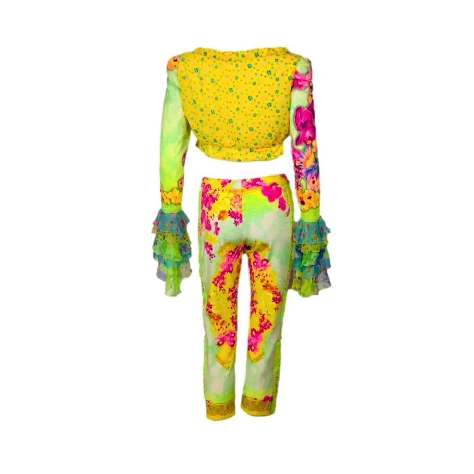 Versace Neon Floral Cropped Set - Image 2