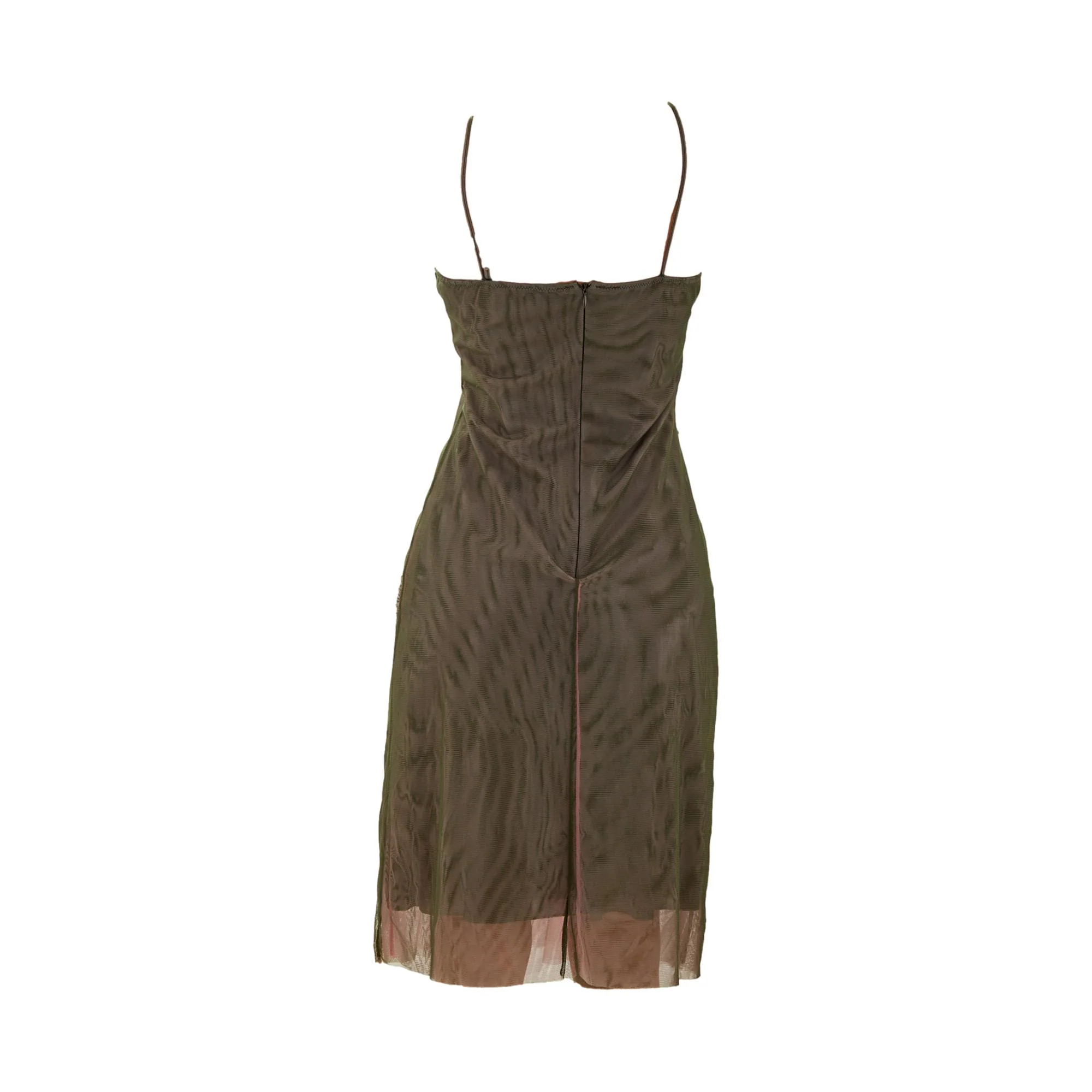 Versace Pink + Green Sheer Mesh Bustier Slip Dress - Image 2