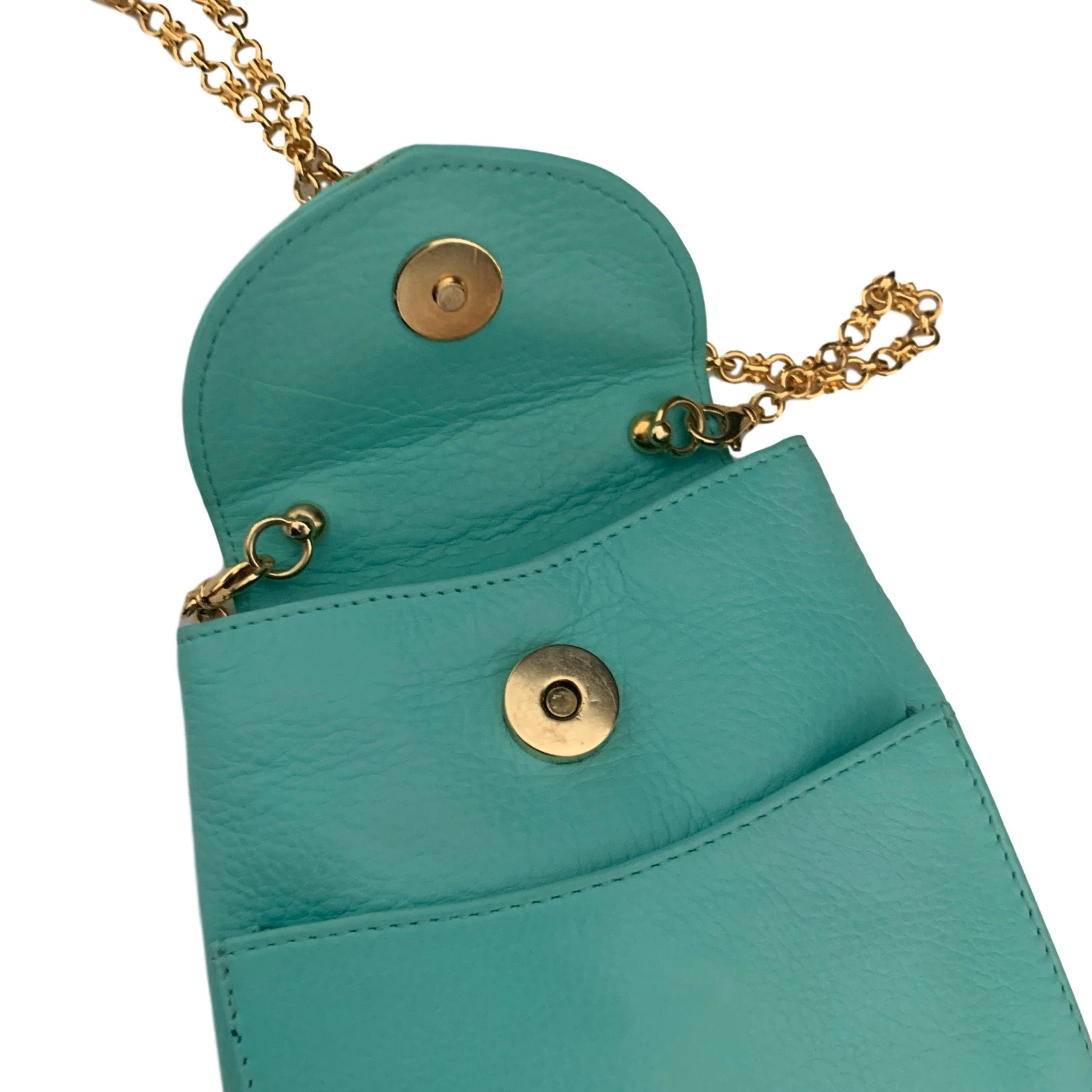 Versace Turquoise Logo Mini Chain Shoulder Bag - Image 2