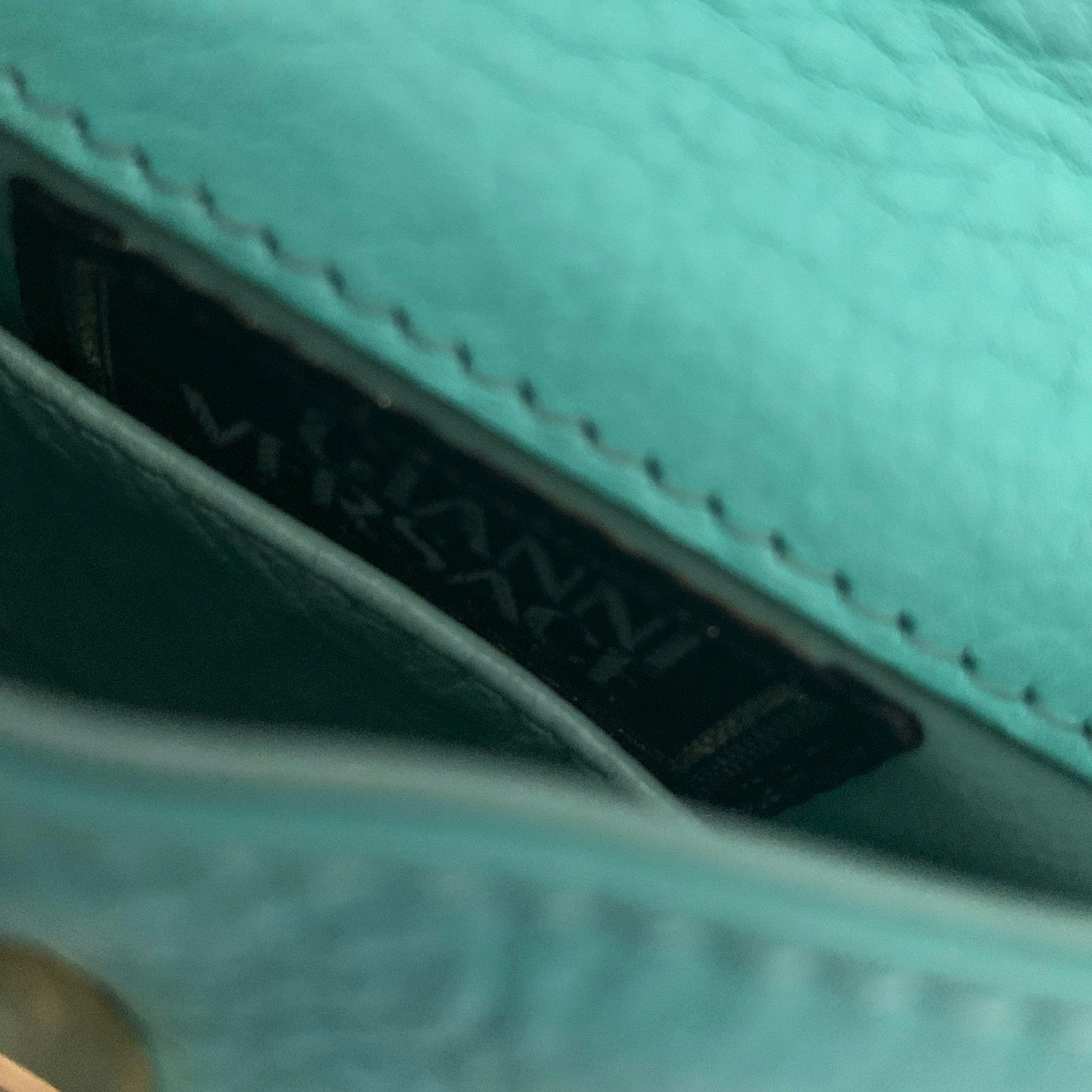Versace Turquoise Logo Mini Chain Shoulder Bag - Image 3